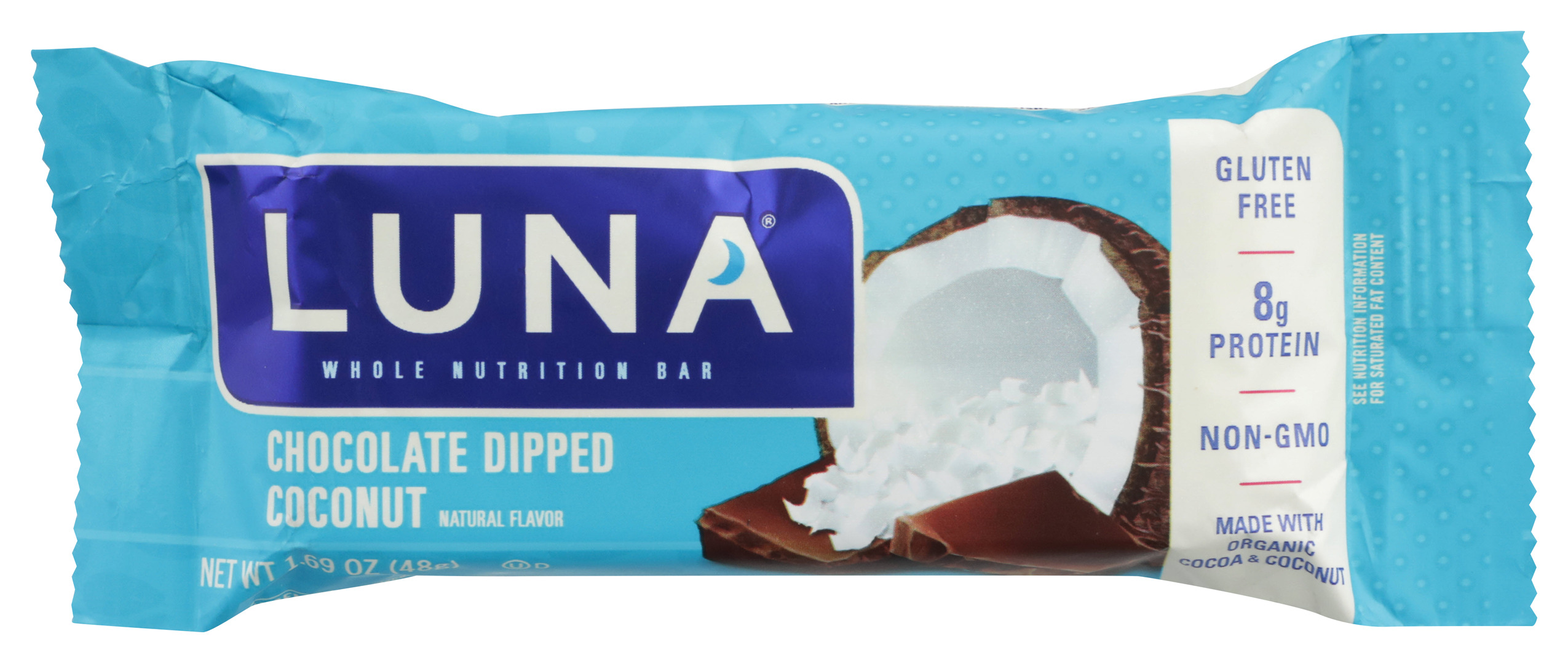 Luna 1.69 Oz Chocolate Dipped Coconut Nutrition Bar Protein