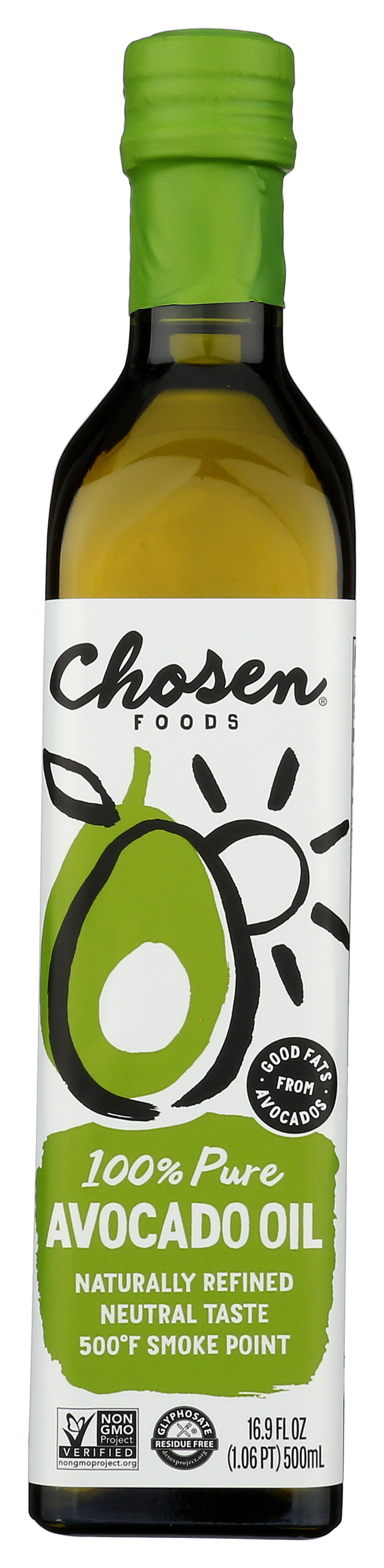 100% Pure Avocado Oil Chosen Foods 16.9 Fl Oz Bottle Cooking