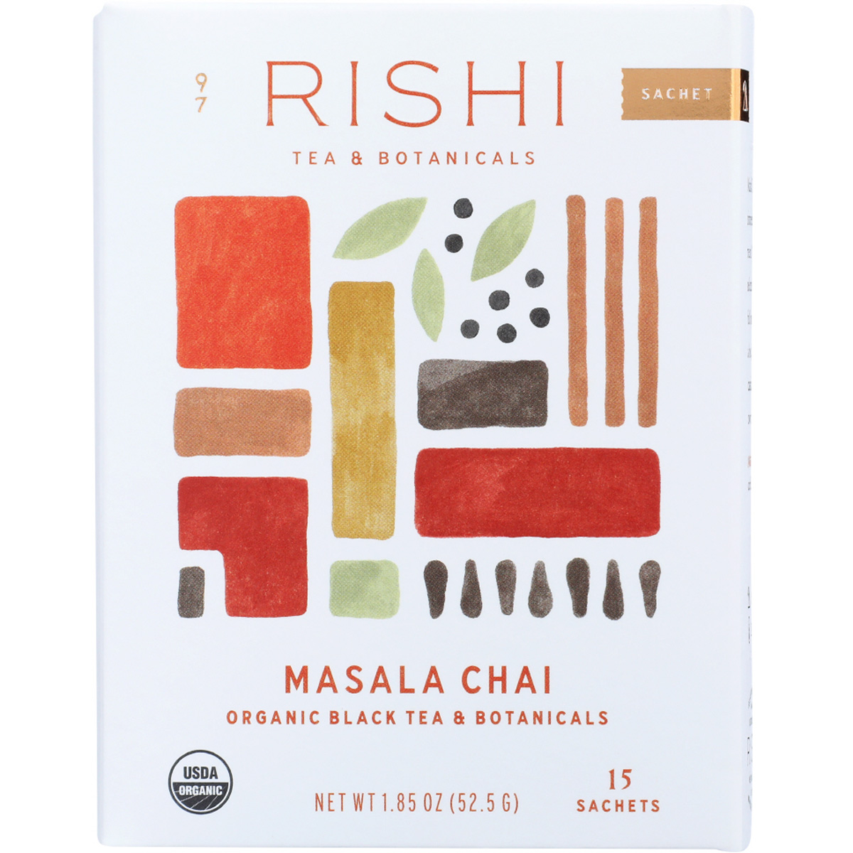 Rishi Organic Masala Chai Black Tea 15 Sachets Bag