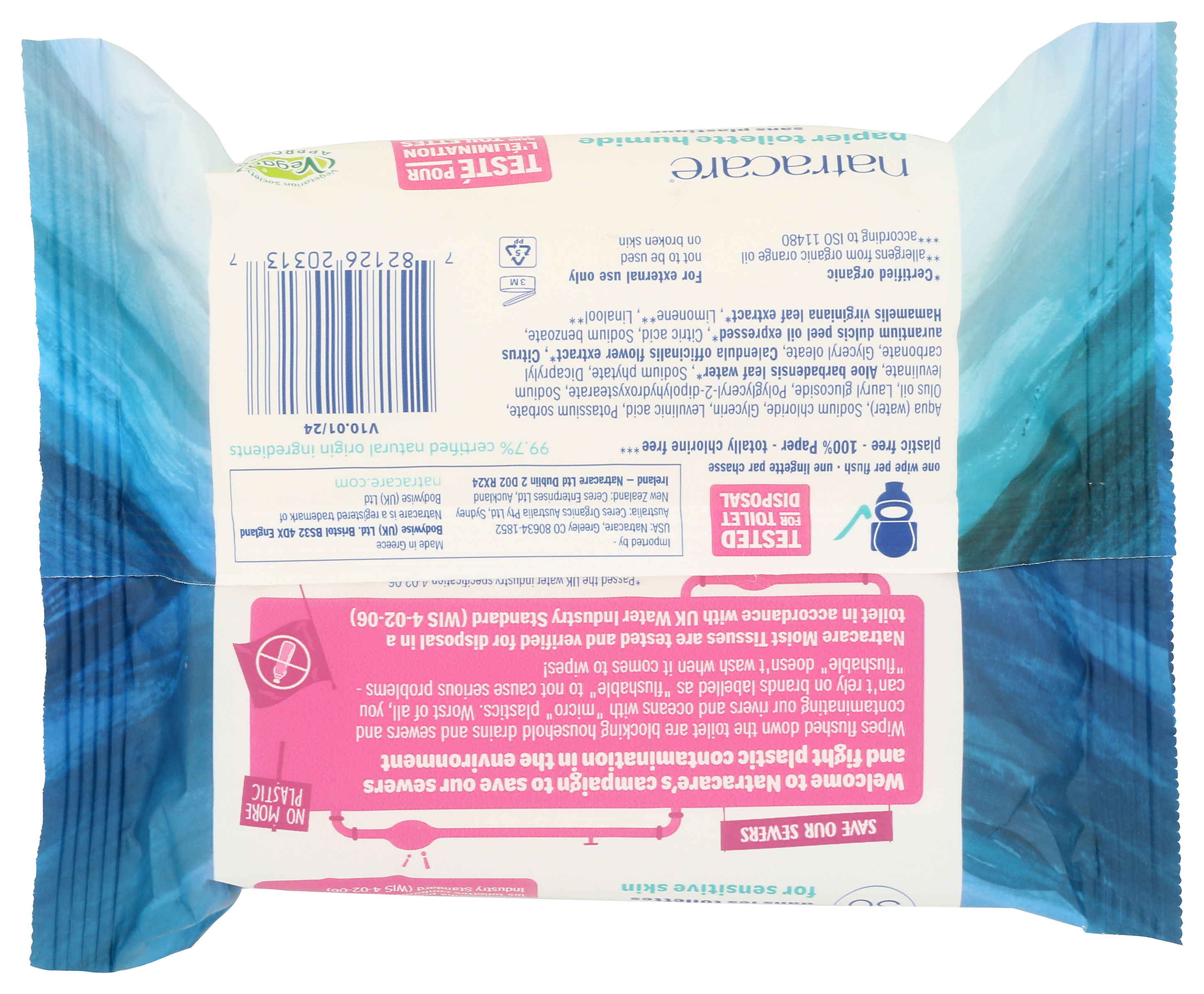 Natracare Safe To Flush Moist Tissues 30 Counts Flushable