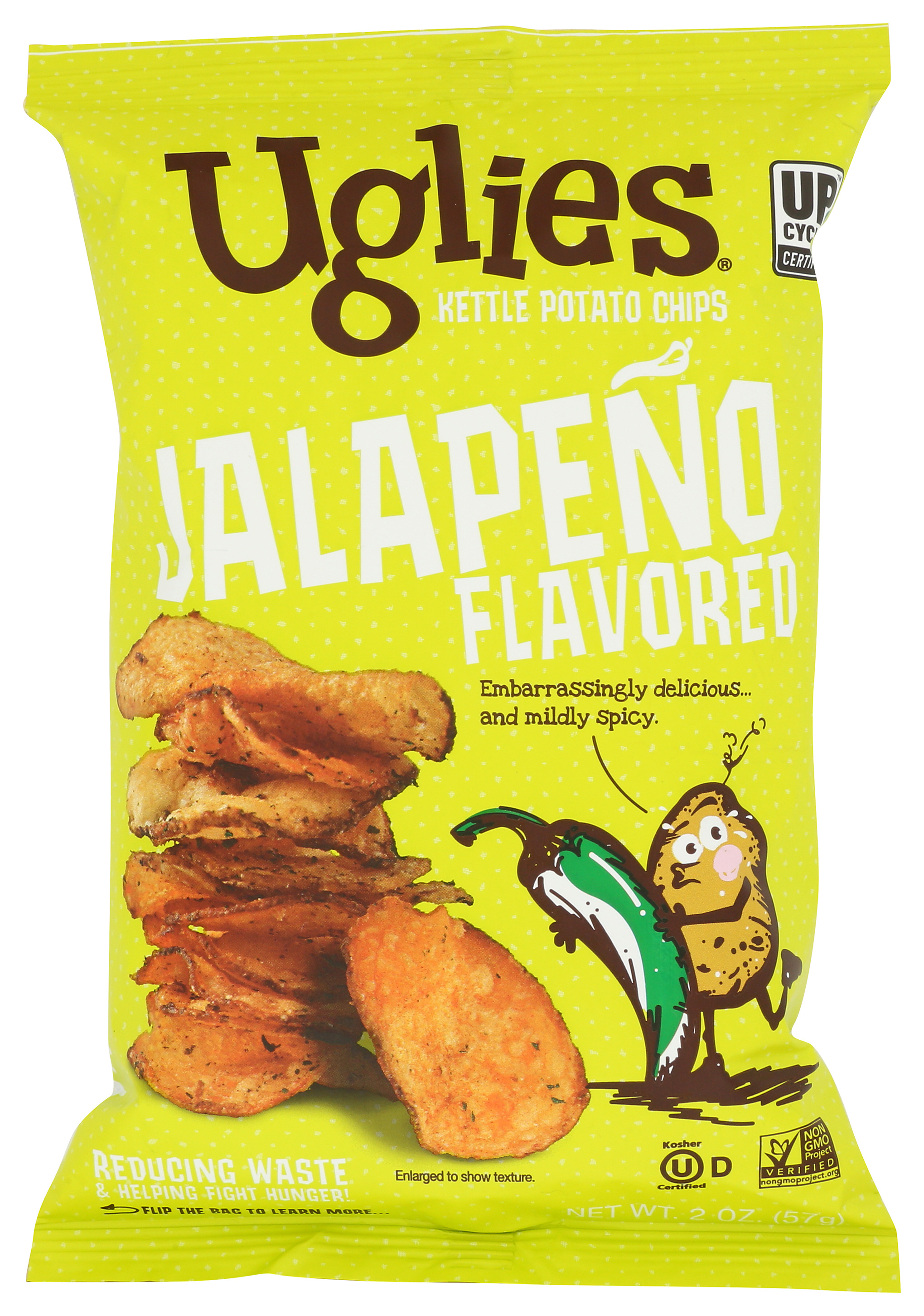 Jalapeno Flavored Uglies Kettle Potato Chips 2 Oz Bag