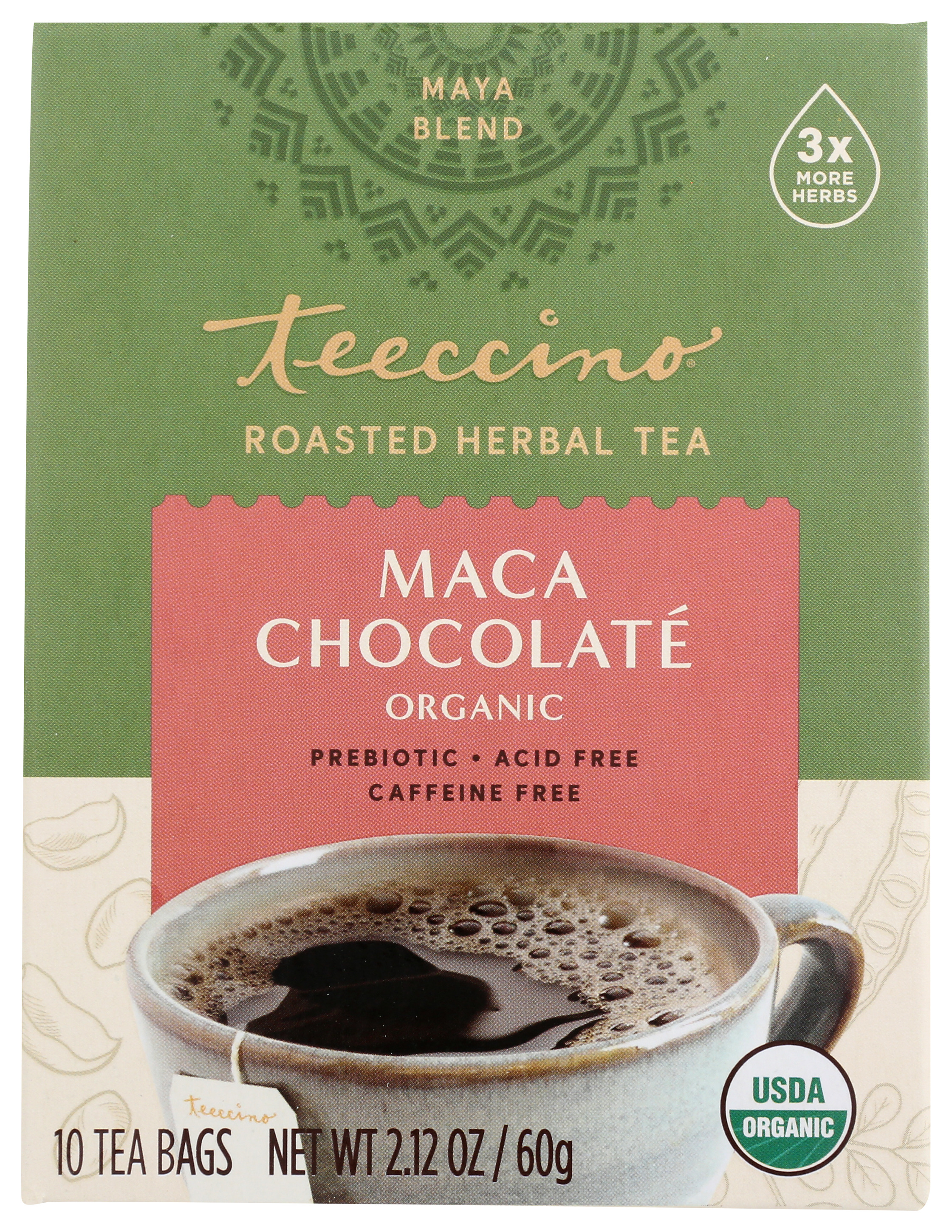 Teeccino Roasted Herbal Tea Maca Chocolate Organic 10 Bags Coffee Seeds