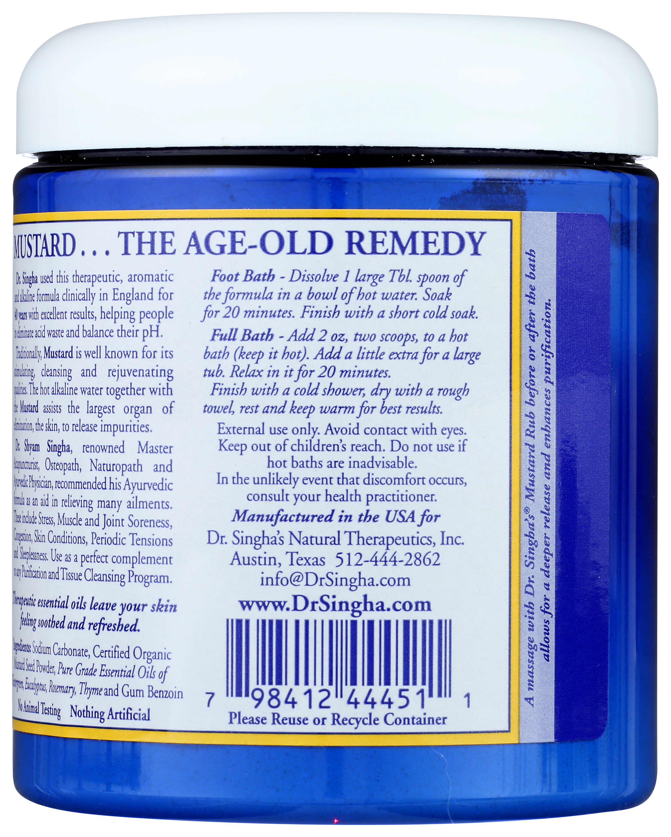 Dr. Singha'S Mustard Bath Therapeutic Salts 16 Oz