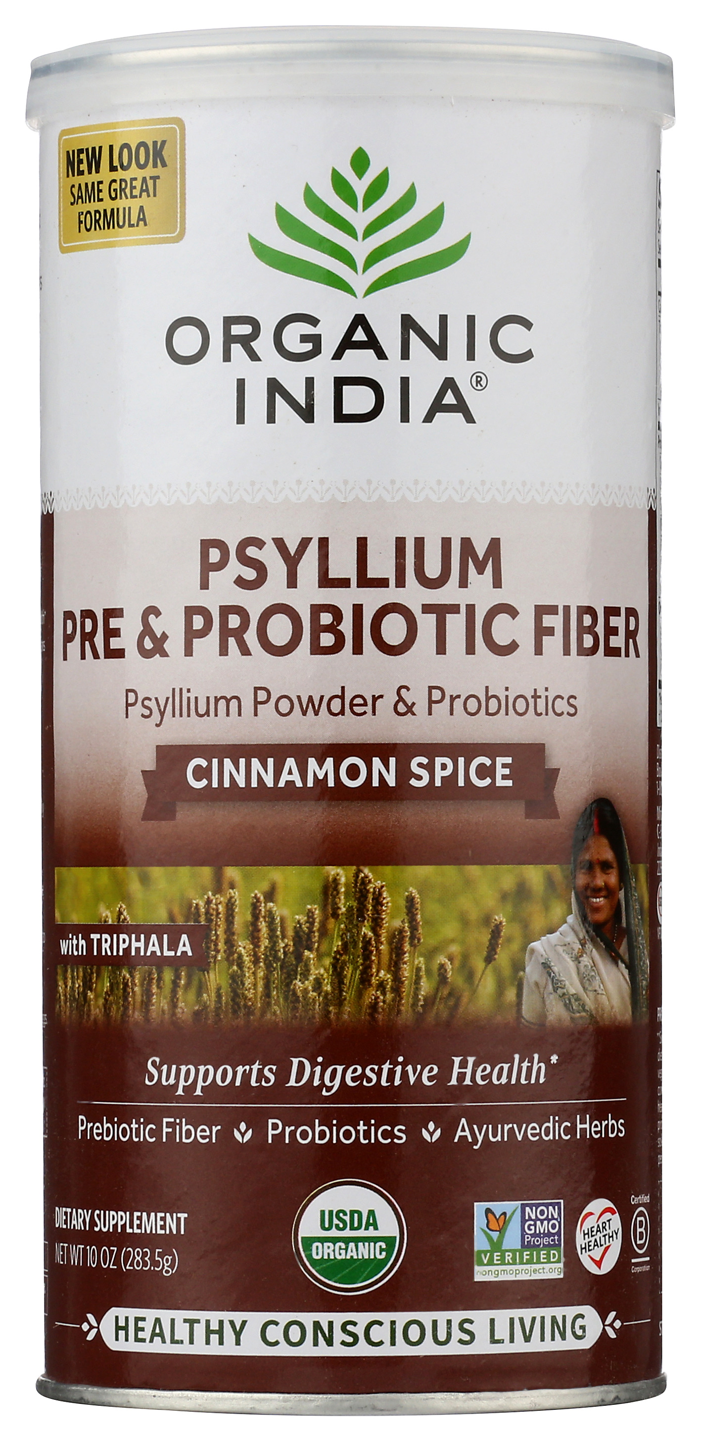 Organic India Psyllium Pre & Probiotic Fiber Cinnamon Spice Dietary