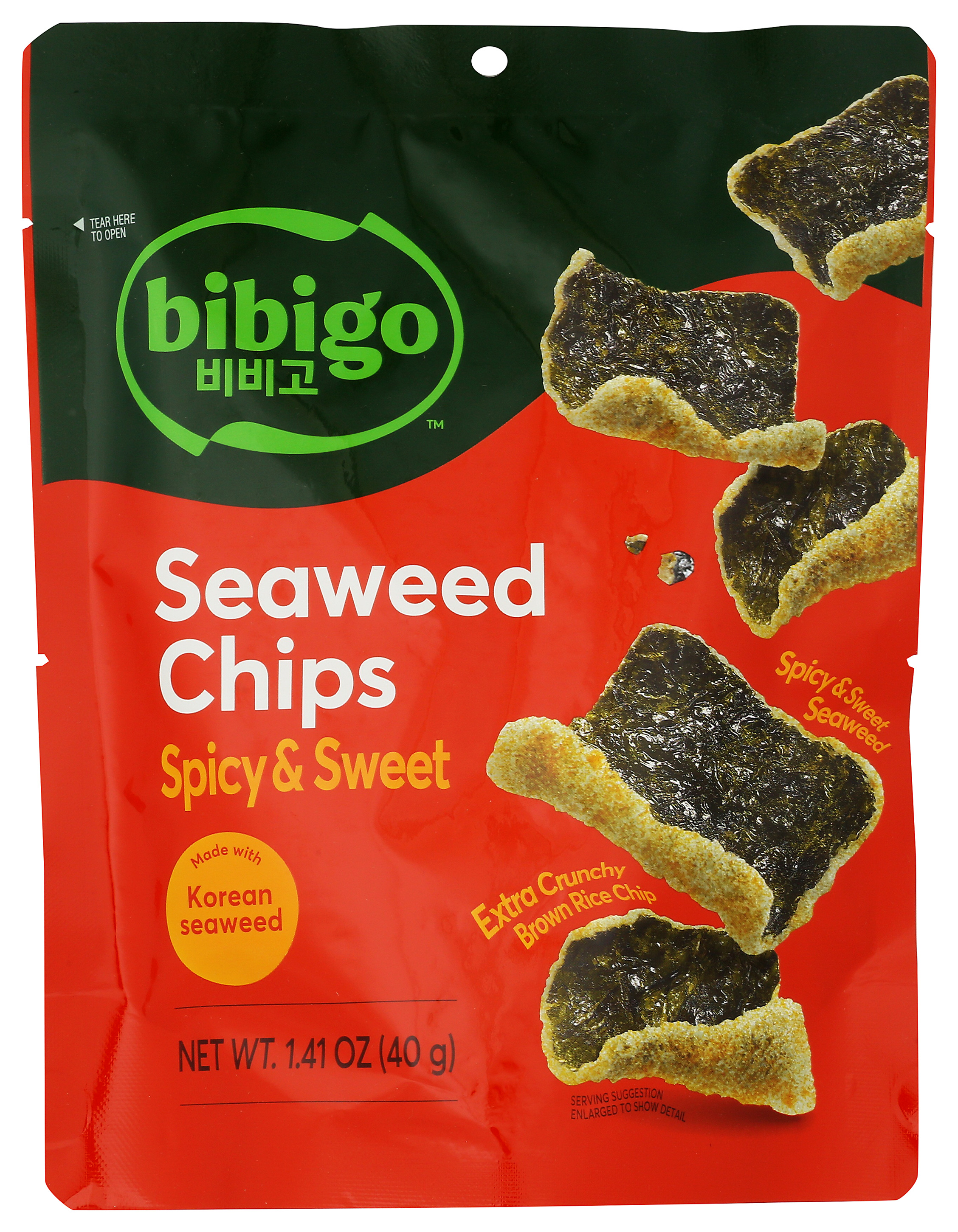 Spicy & Sweet Bibigo Seaweed Chips Snack 1.41 Oz Rice
