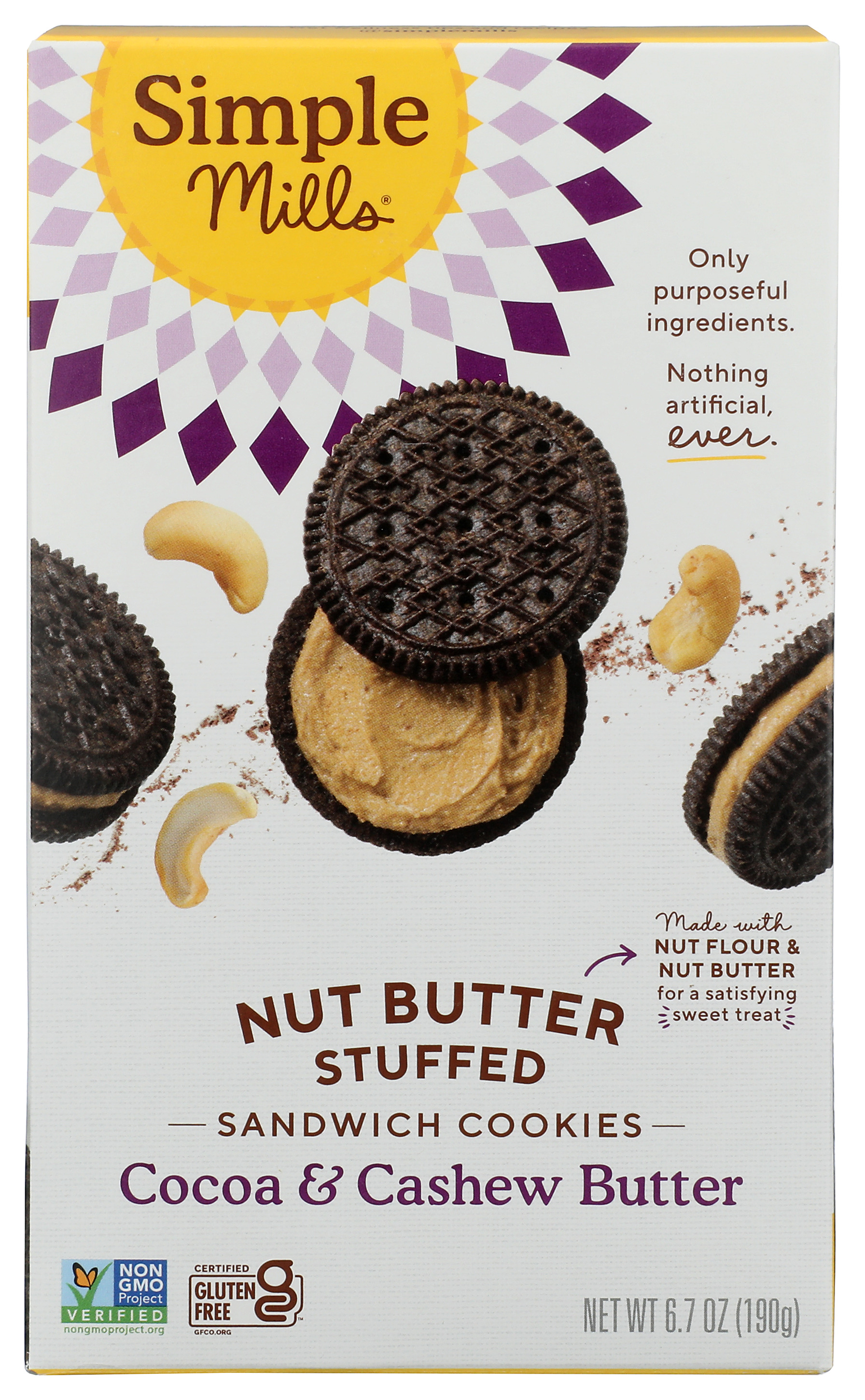 Simple Mills Cocoa & Cashew Nut Butter Sandwich Cookies 6.7 Oz
