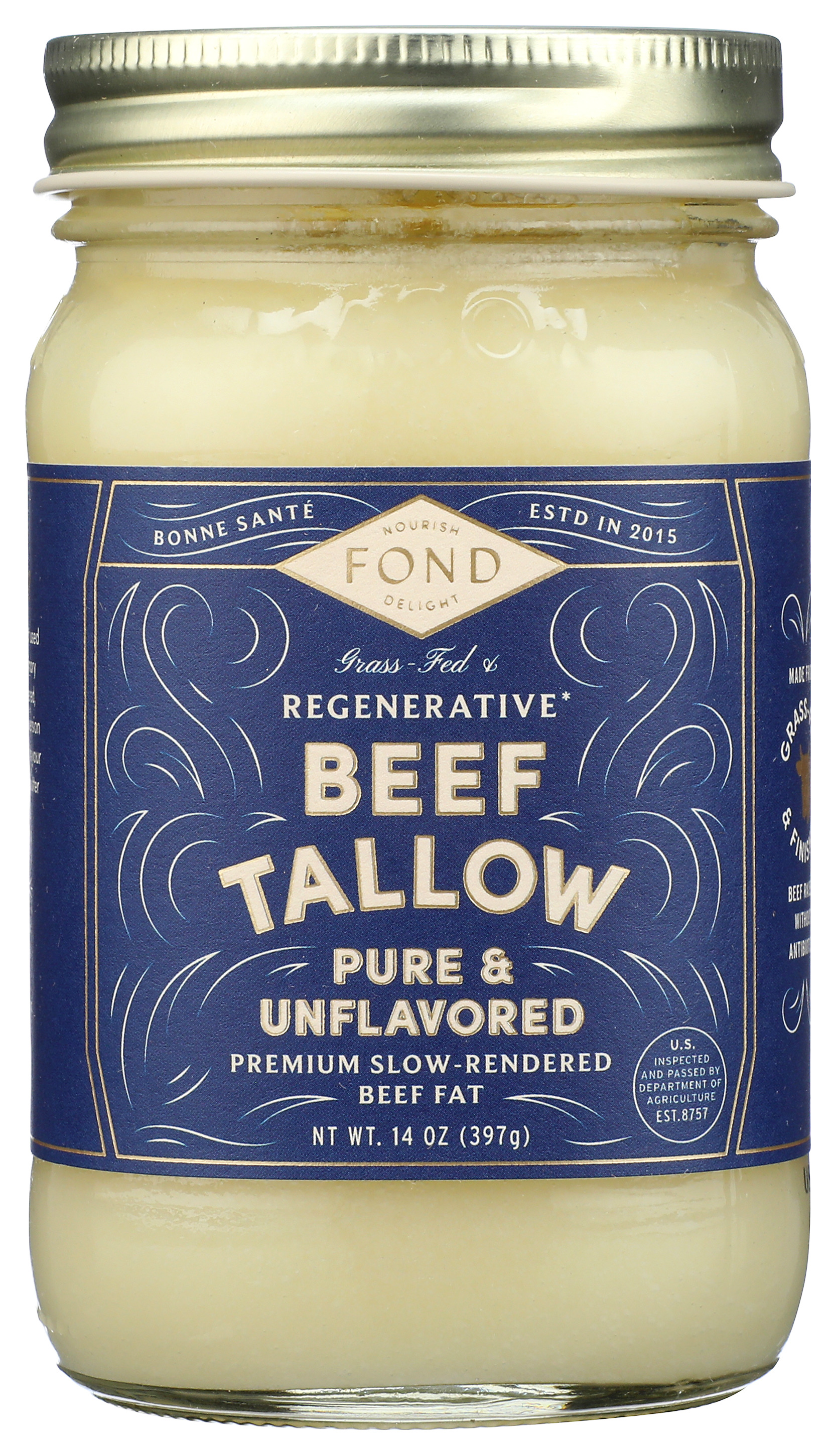Fond Pure Unflavored Beef Tallow Cooking Fat 14 Oz Oil