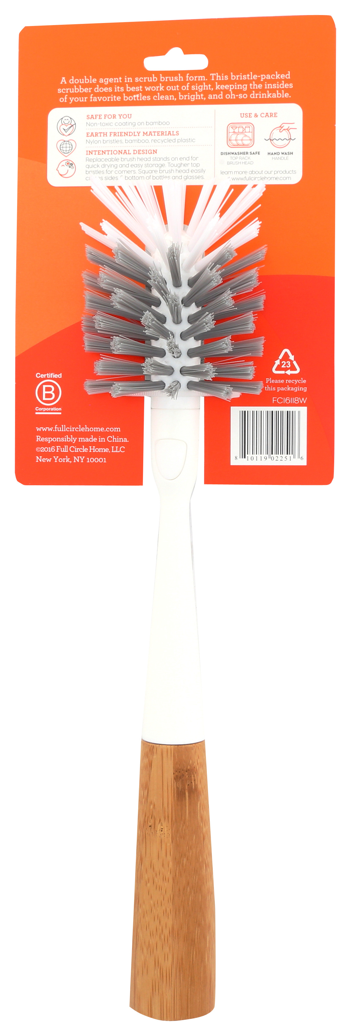 Full Circle Clean Reach Replaceable Bottle Brush Head White