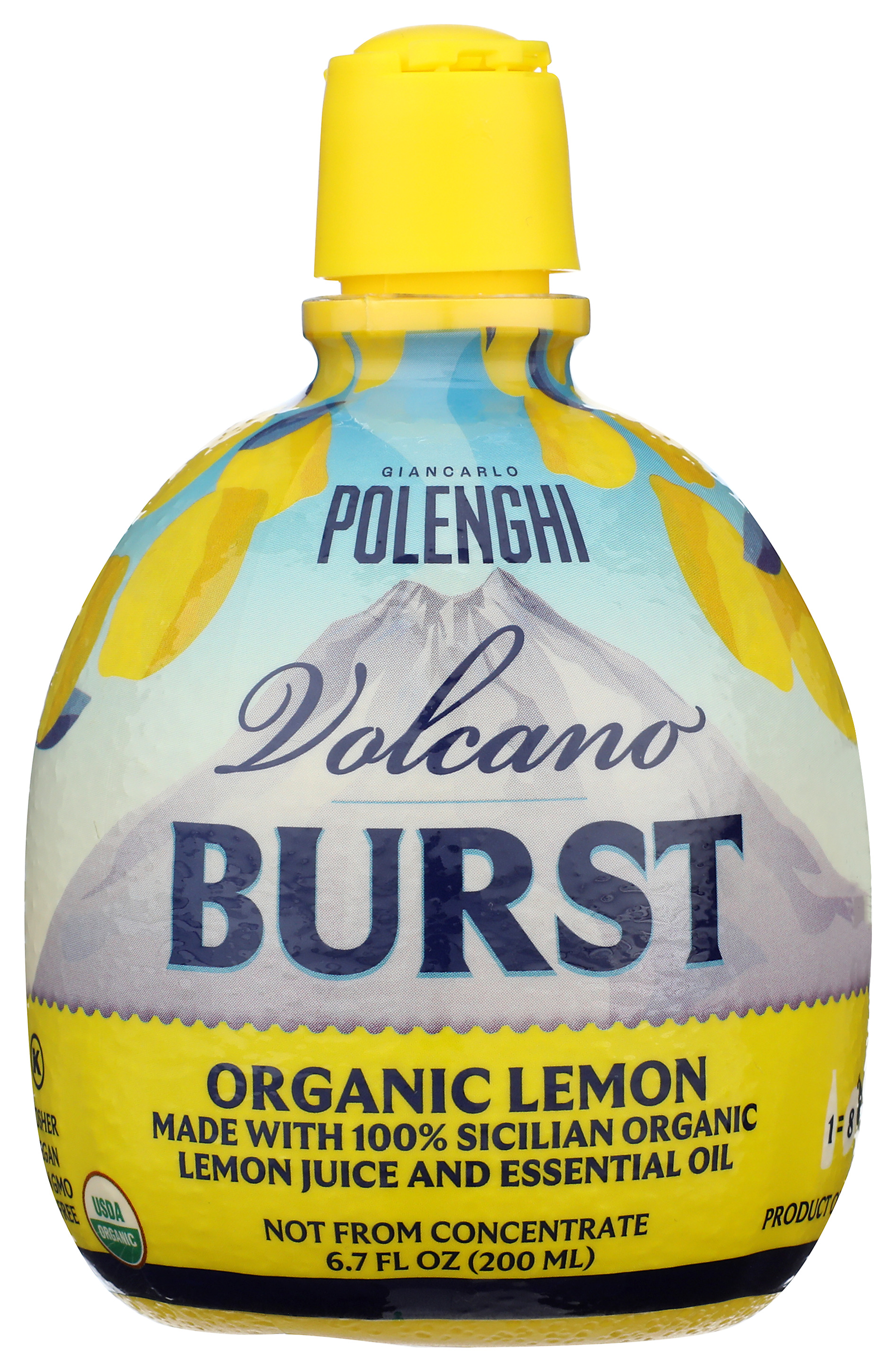 Volcano Burst Polenghi Organic Lemon Juice 200 Ml Bottle 6.7 Oz