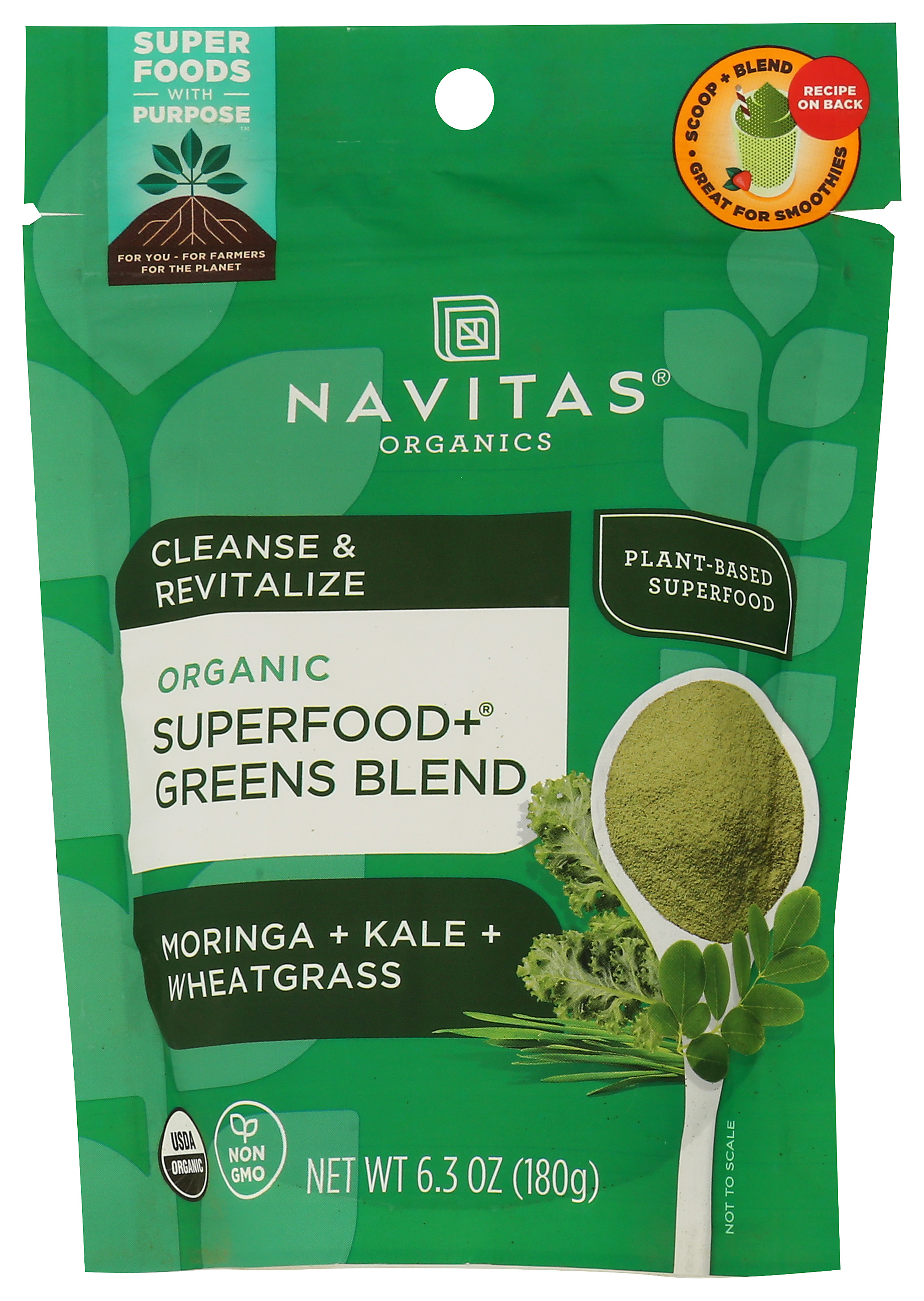 Organic Superfood Greens Blend By Navitas Organics 6.3 Oz Powder