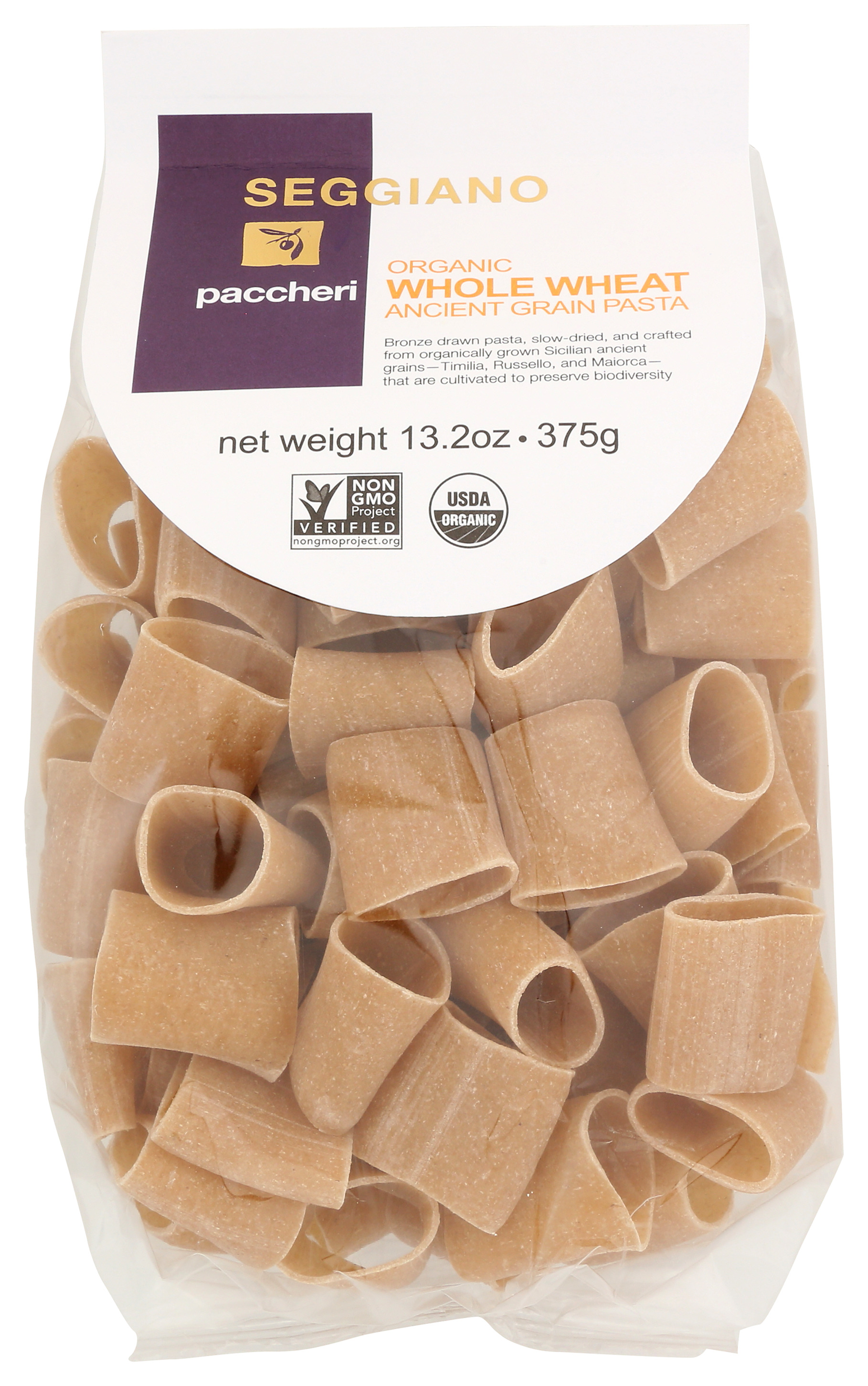 Seggiano Paccheri Organic Whole Wheat Ancient Grain Pasta 13.2Oz