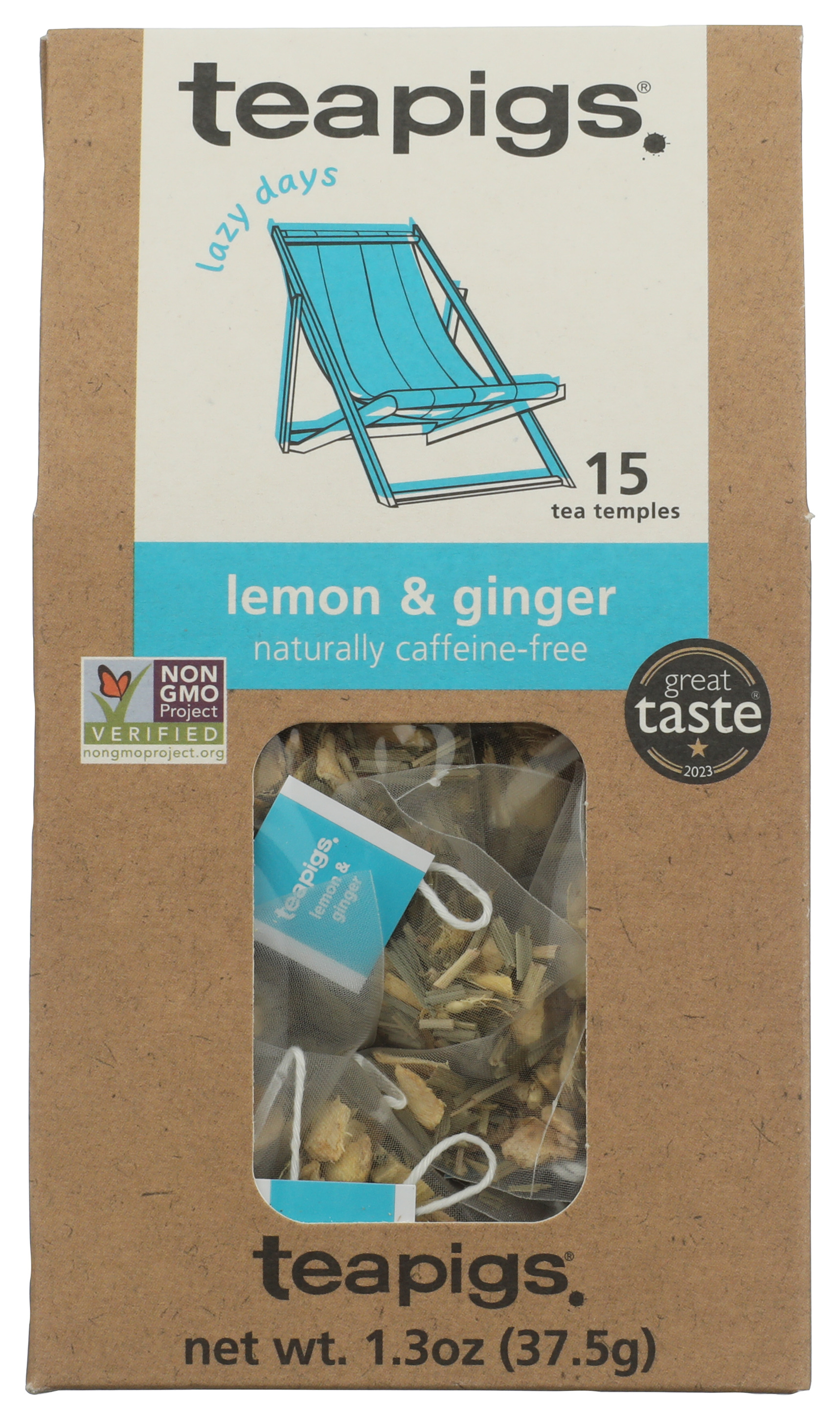 Teapigs Lemon Ginger Tea 15 Temples Natural Caffeine Free Herbal Ct