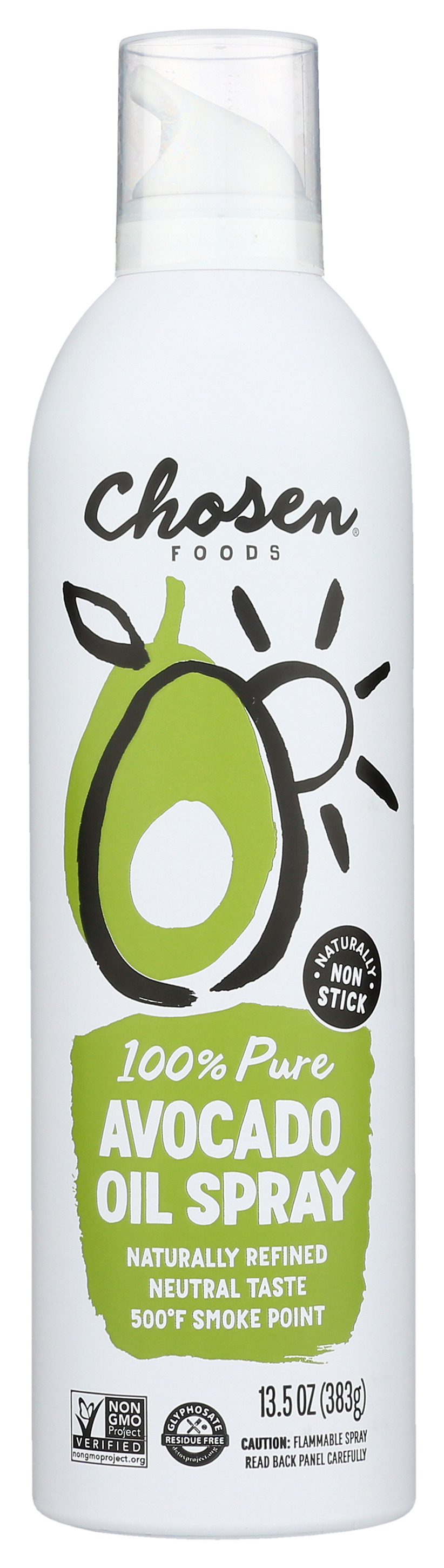 Pure Avocado Oil Cooking Spray By Chosen Foods 13.5 Oz Fl