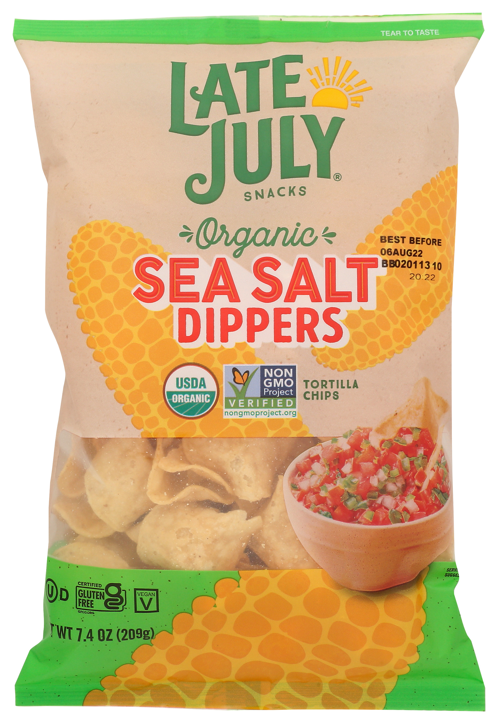 Organic Late July Sea Salt Dippers Tortilla Chips 7.4 Oz