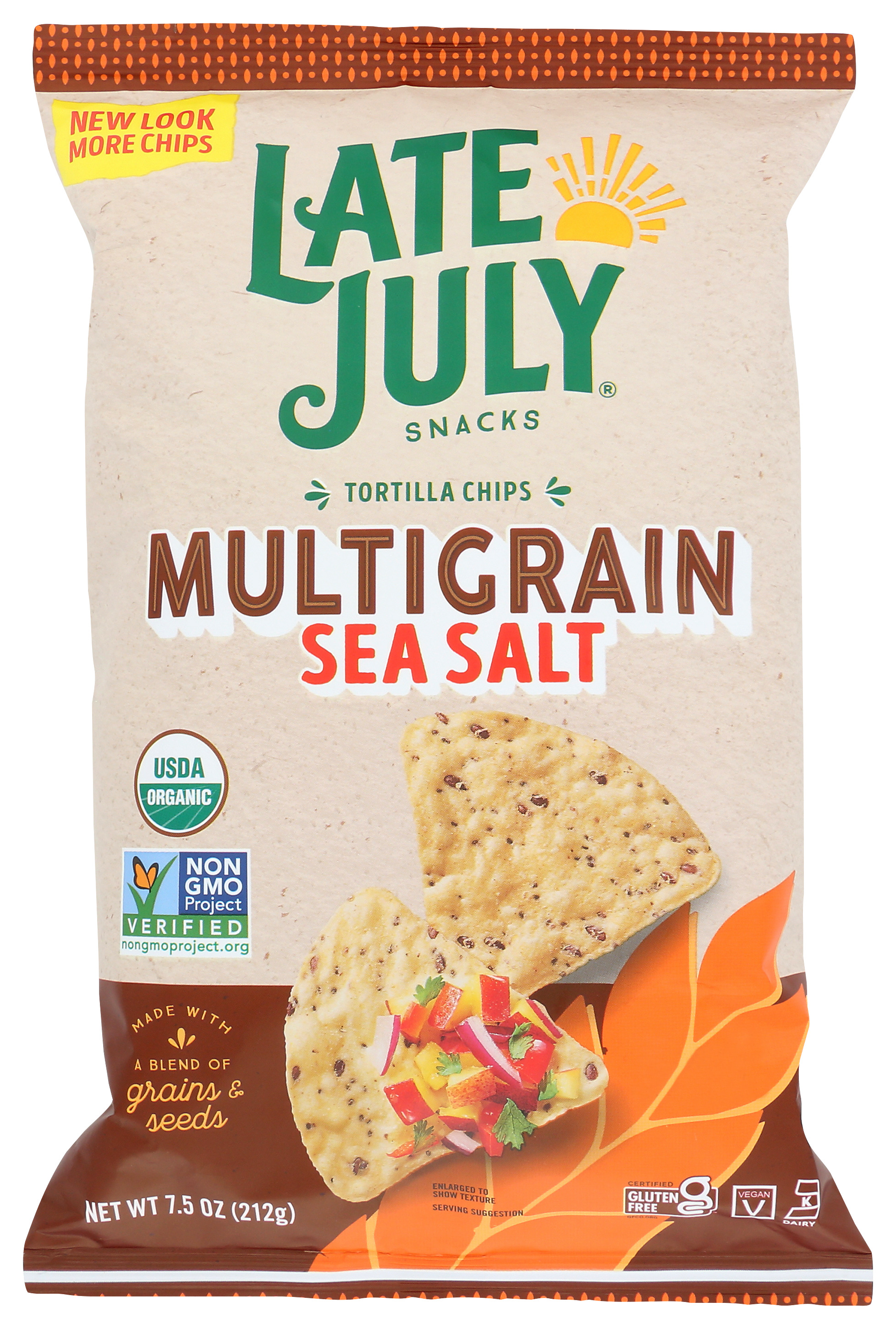 Multigrain Sea Salt Tortilla Chips By Late July 7.5 Oz Seeds