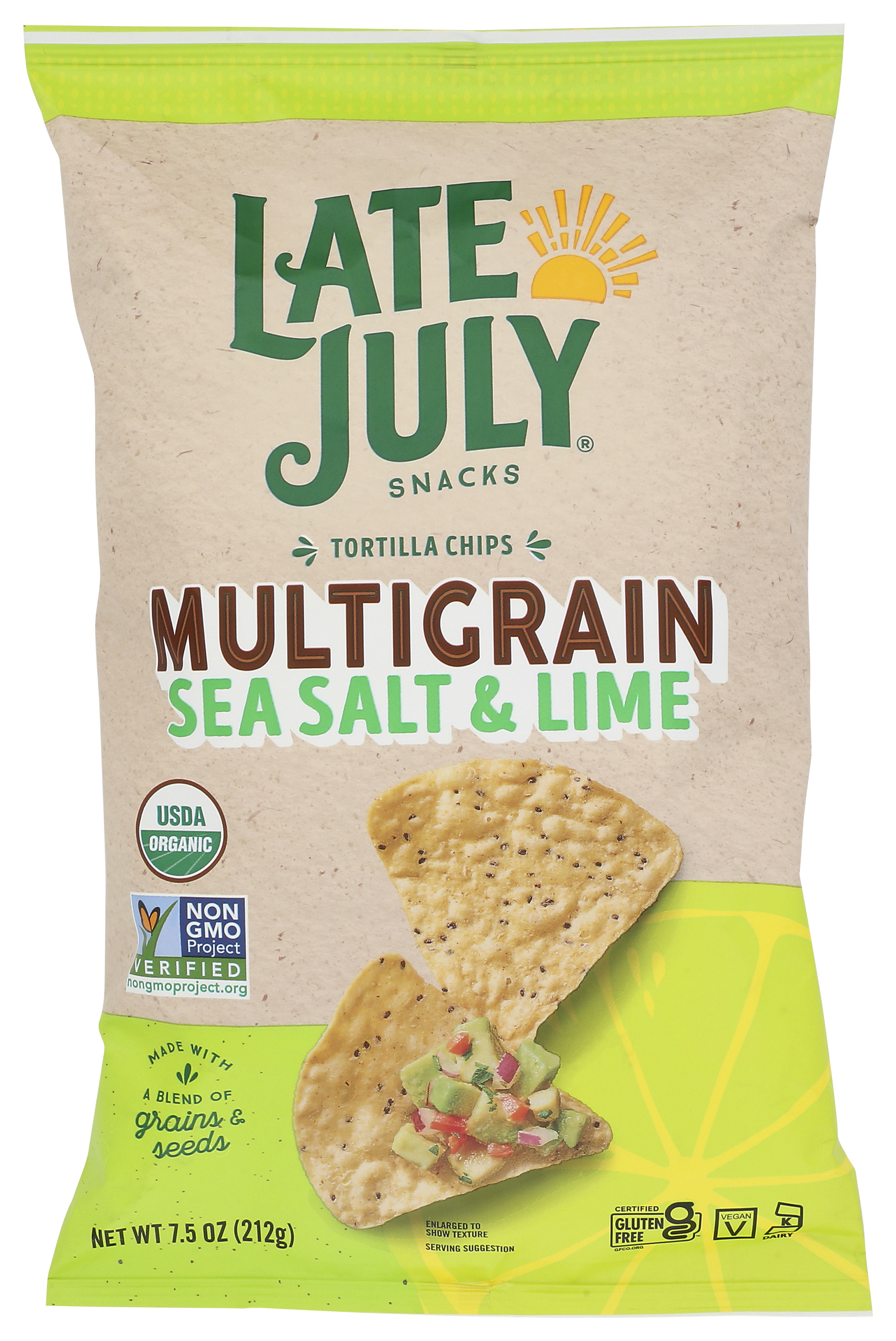 Organic Late July Multigrain Tortilla Chips Sea Salt And Lime 7.5 Oz