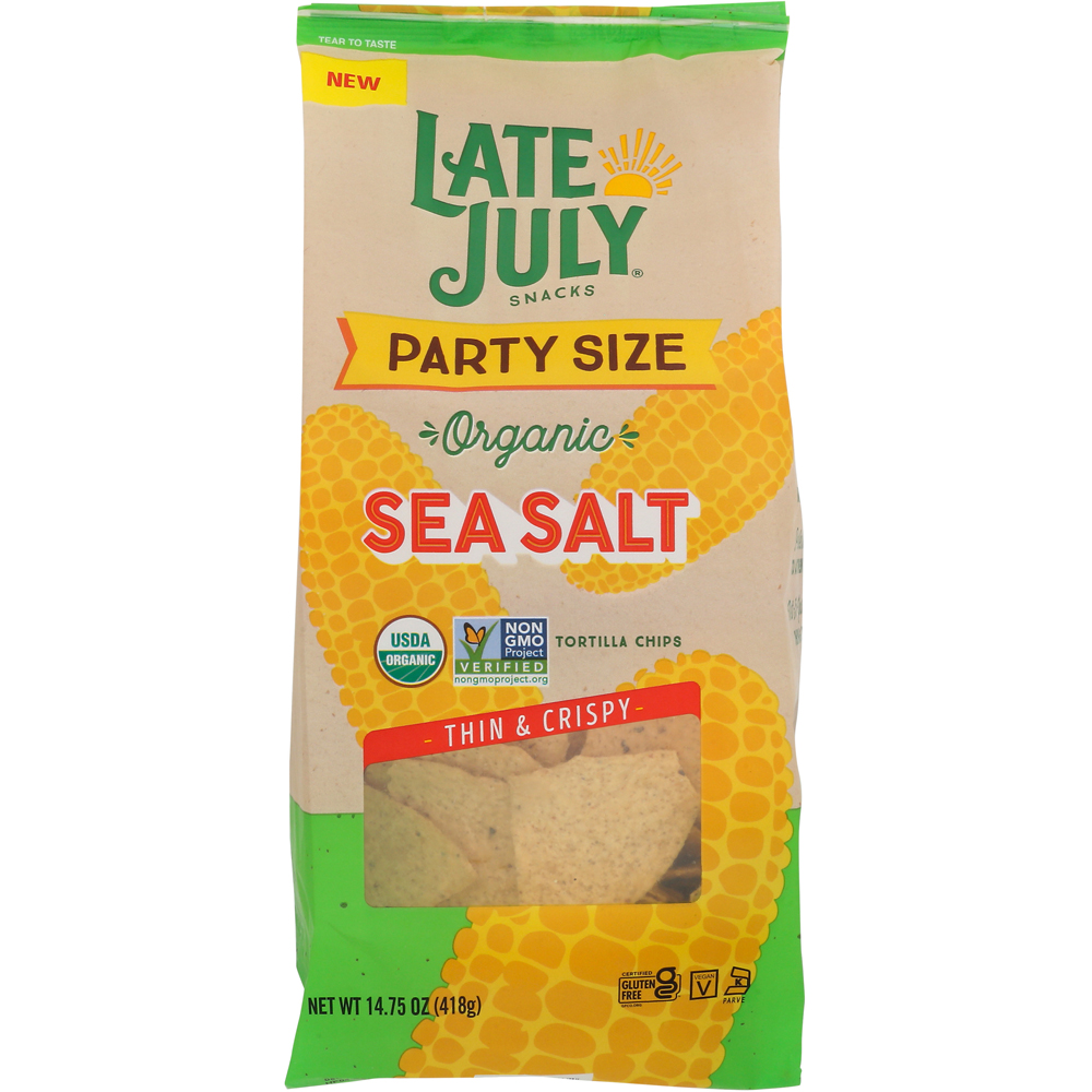 Late July Thin & Crispy Organic Tortilla Chips Sea Salt 14.75 Oz