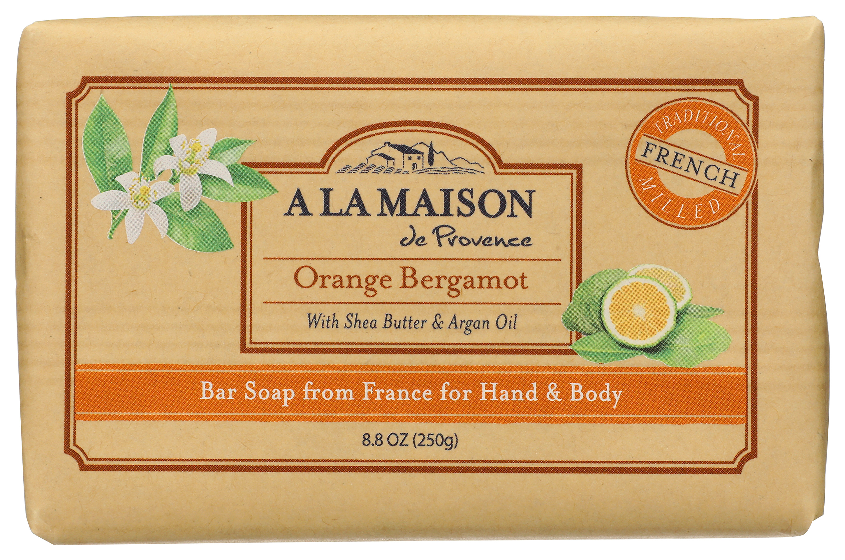 A La Maison Orange Bergamot Bar Soap 8.8 Oz Hand And Body