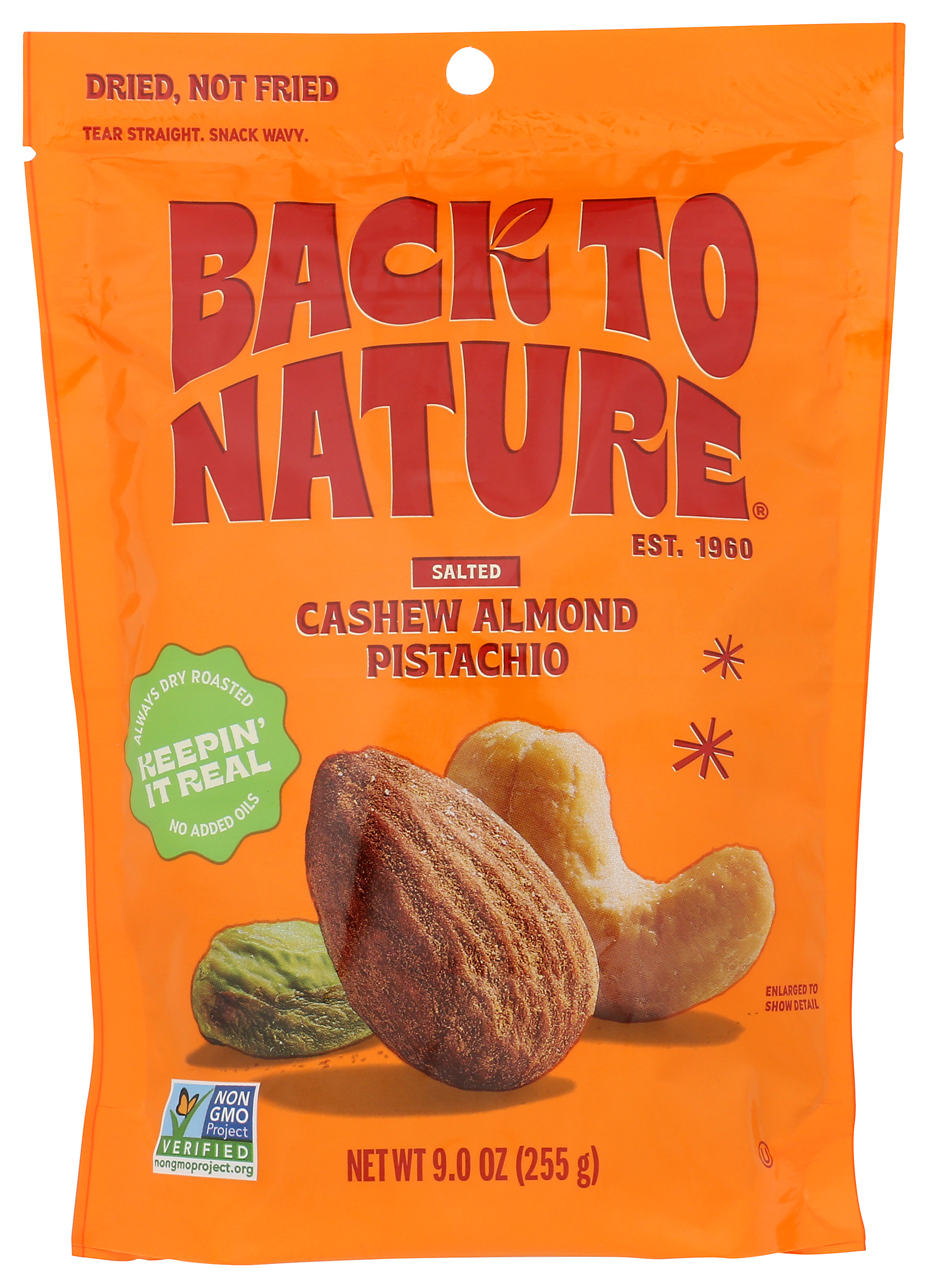 Back To Nature Dry Roasted Cashew Almond Pistachio Mix 9 Oz Snack