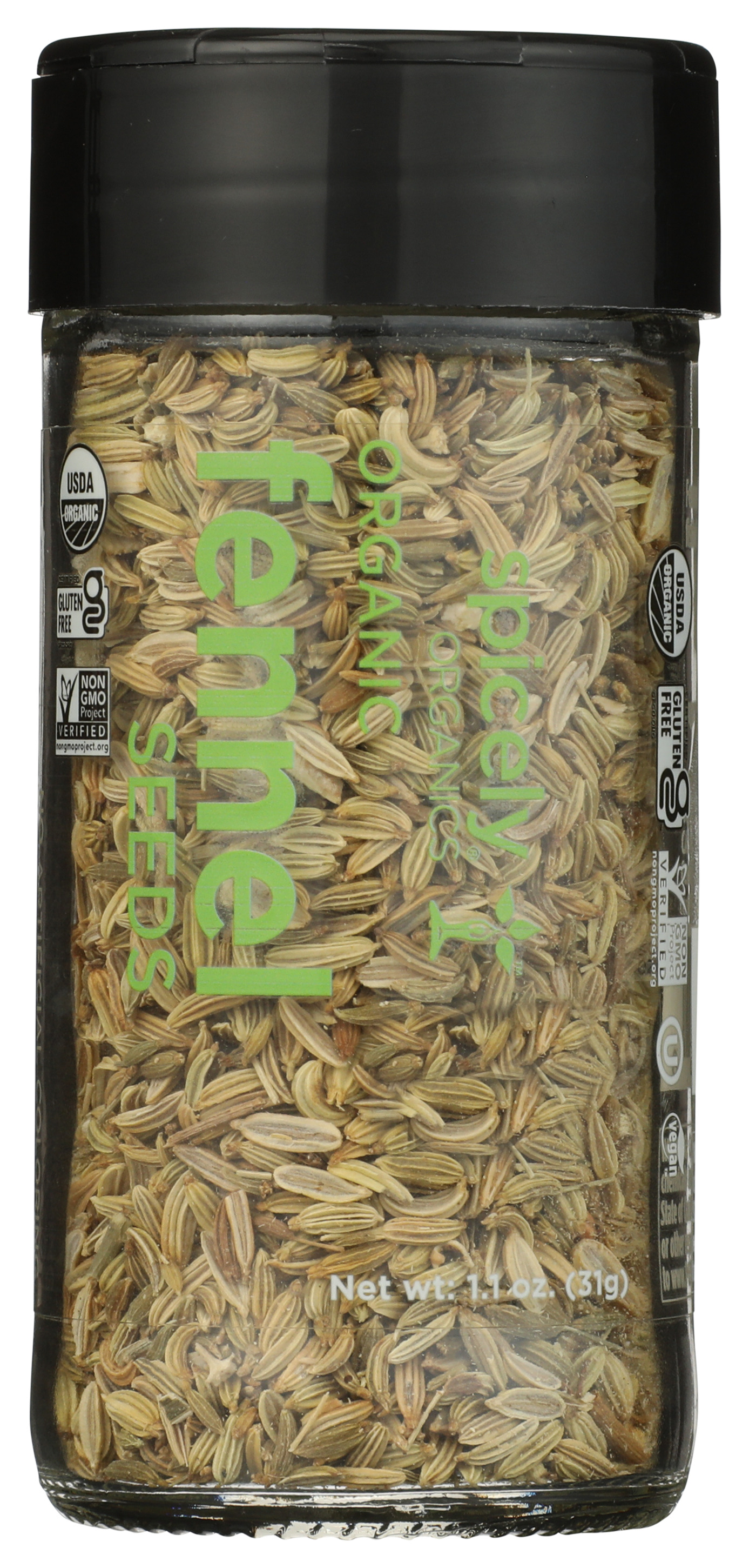 Organic Fennel Seeds By Spicely Organics 1.1 Oz