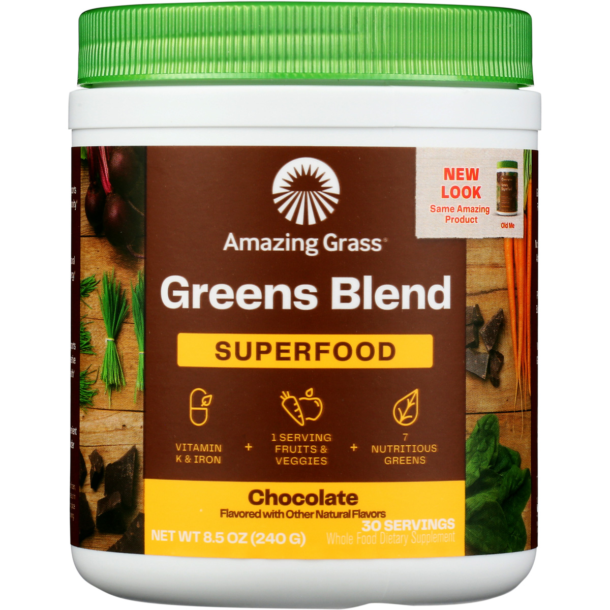 Amazing Grass Greens Blend Superfood Chocolate 8.5 Oz Powder