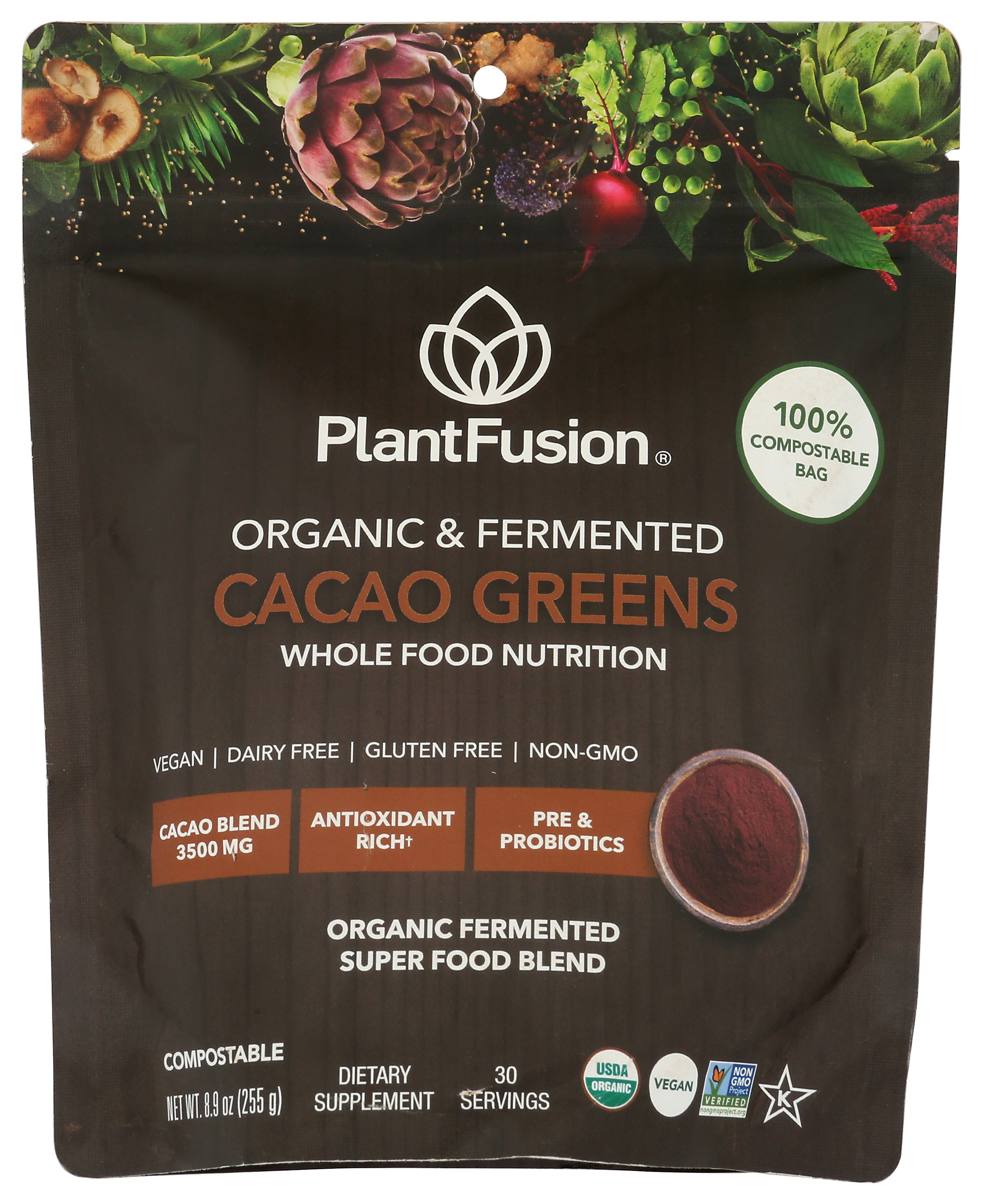 Organic Fermented Cacao Greens Plantfusion Super Food Supplement