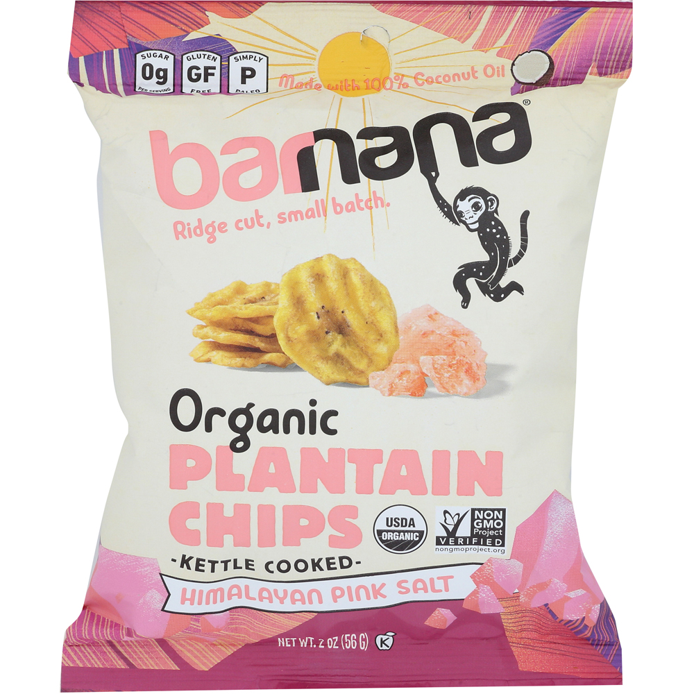Barnana Organic Plantain Chips Himalayan Pink Salt 2 Oz