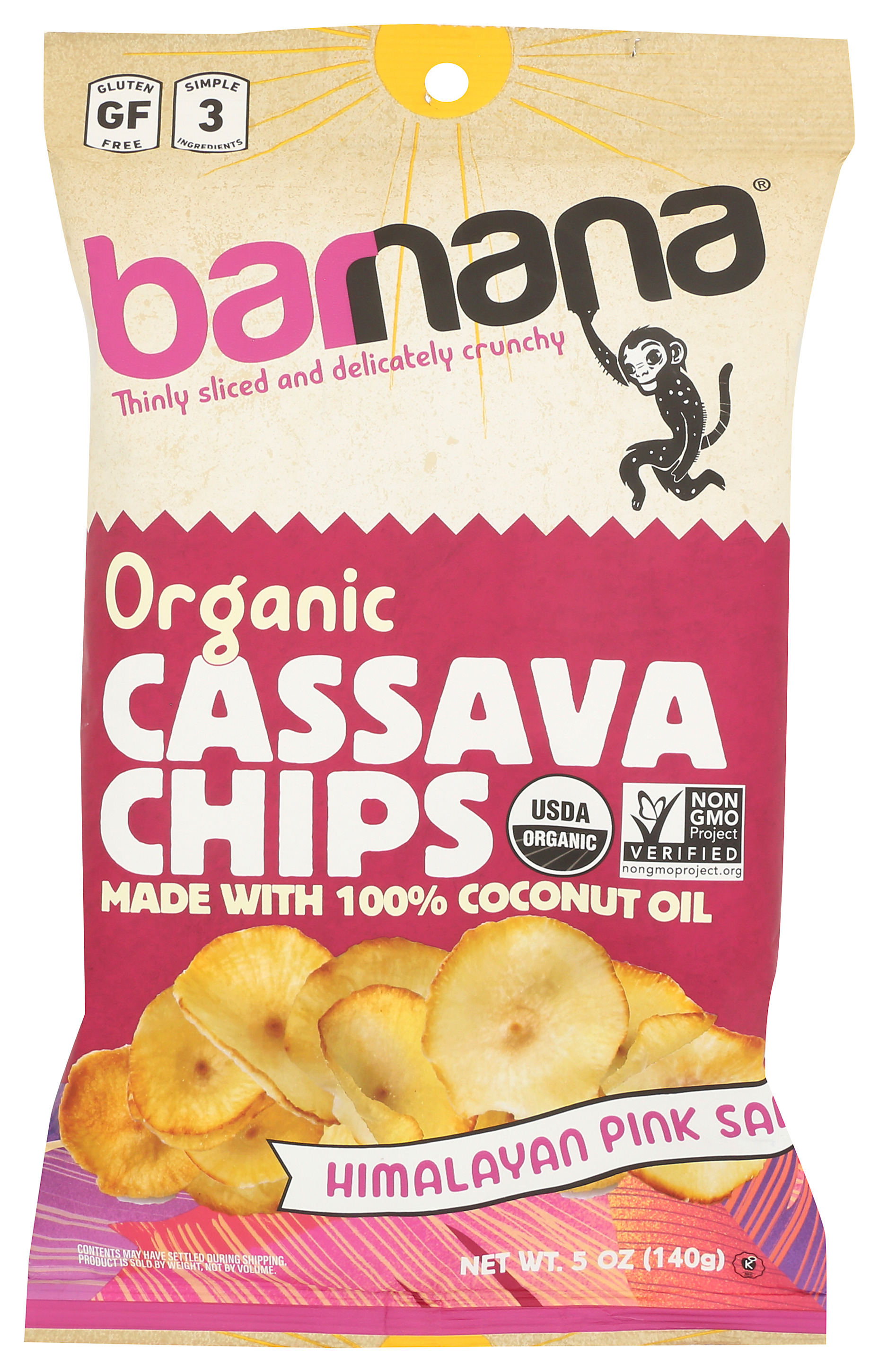 Barnana Organic Cassava Chips With Himalayan Pink Salt