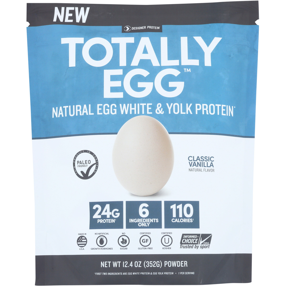 Designer Protein Totally Egg Classic Vanilla 12.4 Oz Powder