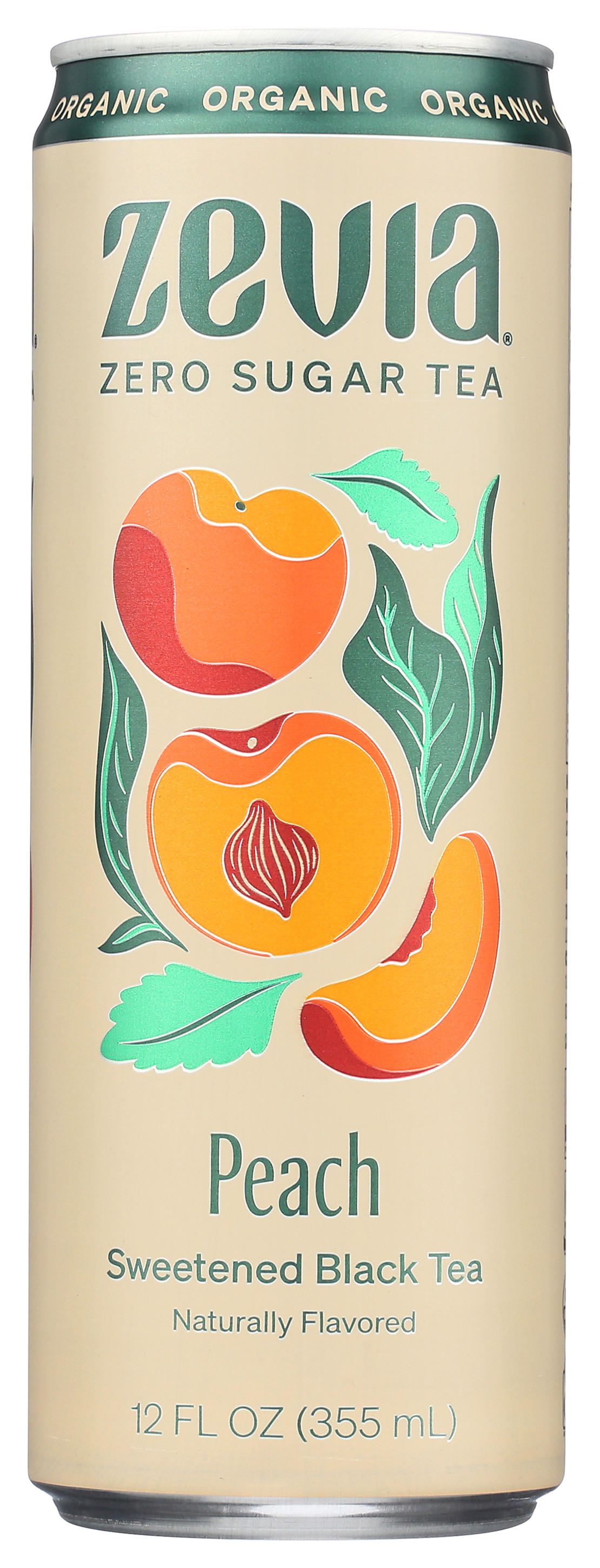 Zevia Peach Sweetened Black Tea Zero Sugar 12 Ounce Can Fl Oz