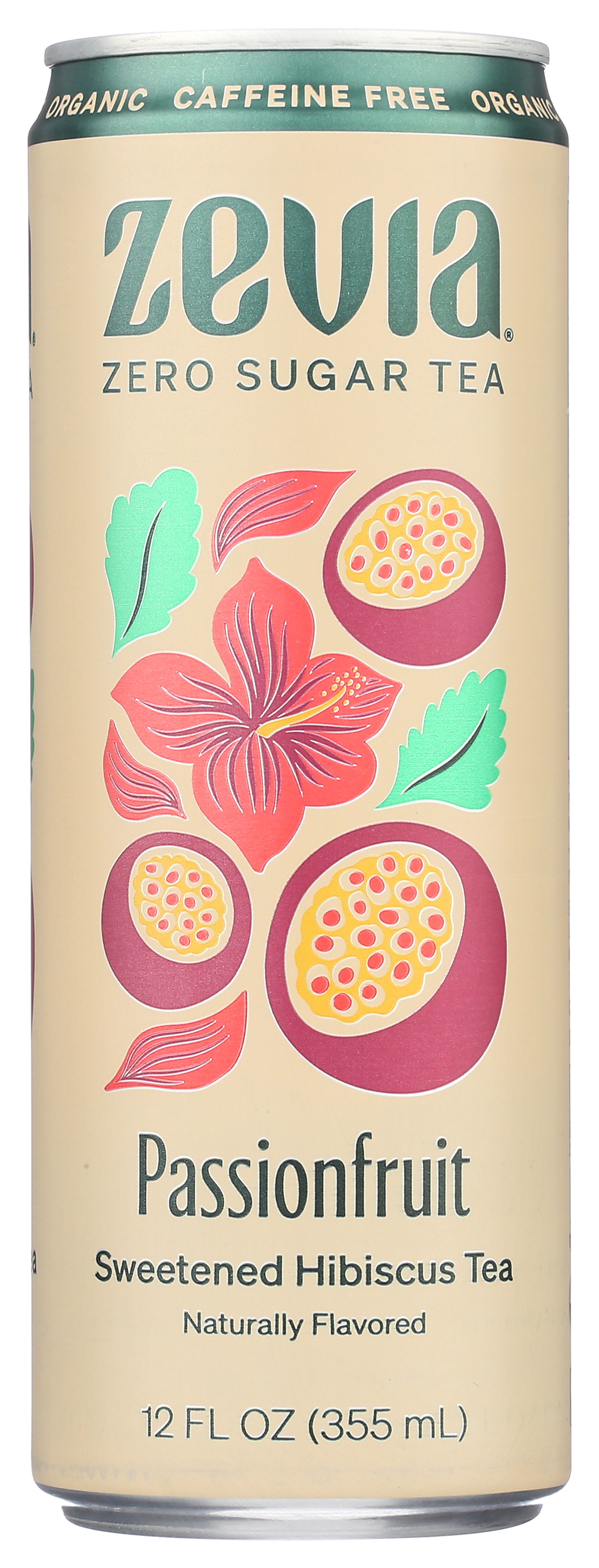 Zevia Sweetened Hibiscus Tea Passionfruit Zero Sugar 12 Fl Oz