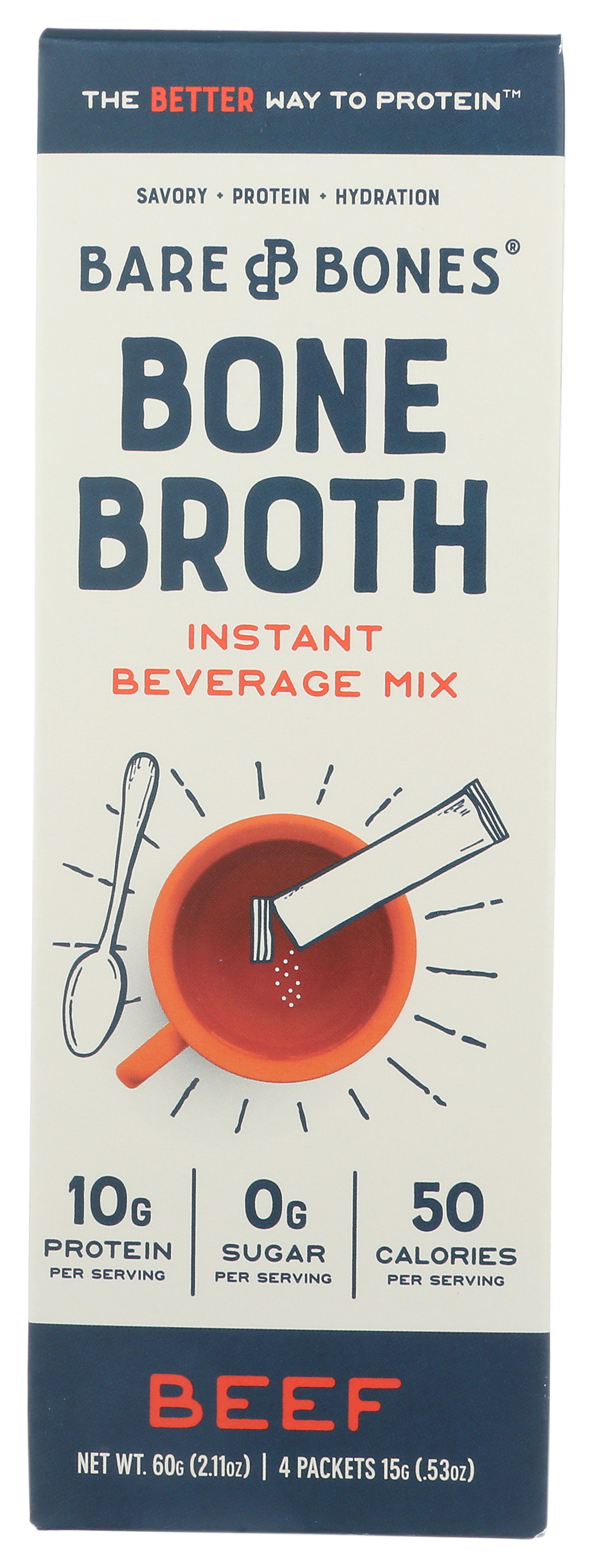 Bare Bones Bone Broth Instant Beverage Mix Beef Stock Seasoning 1 Stick