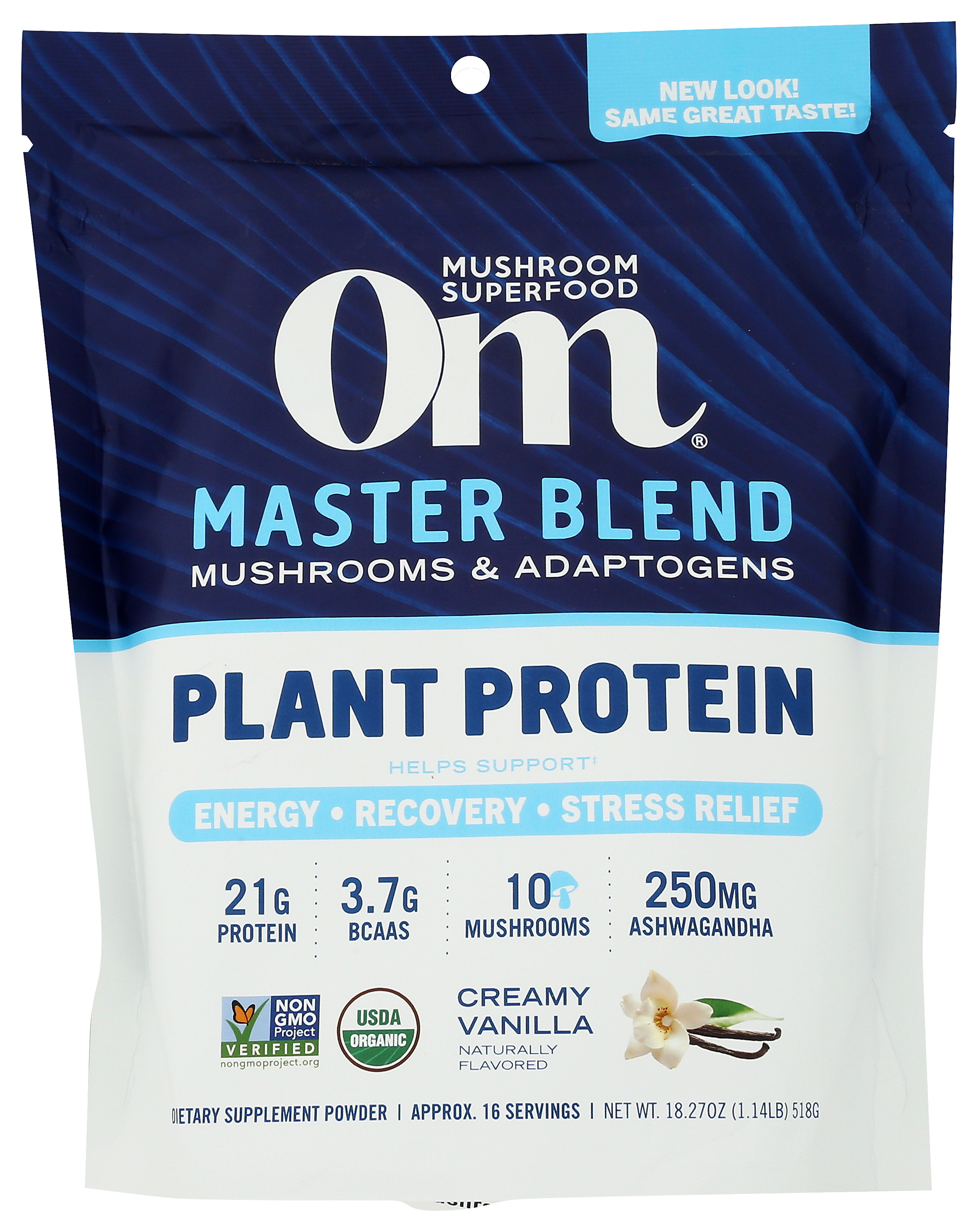 Om Master Blend Plant-Based Protein Powder Creamy Vanilla 18.27 Oz Rice