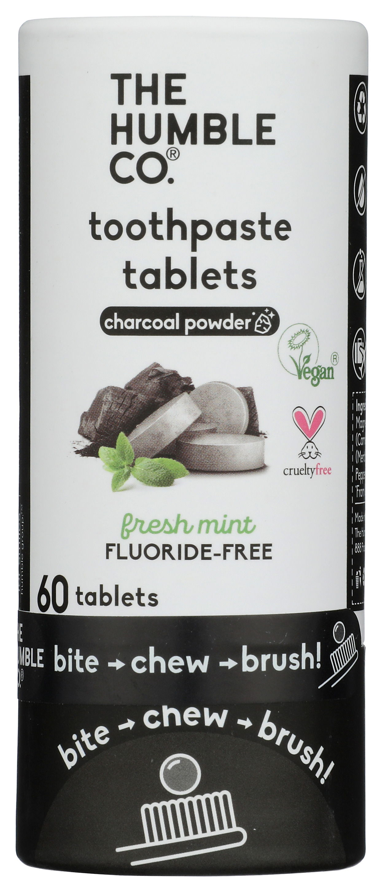 The Humble Co Toothpaste Tablets Charcoal Fluoride Free 60