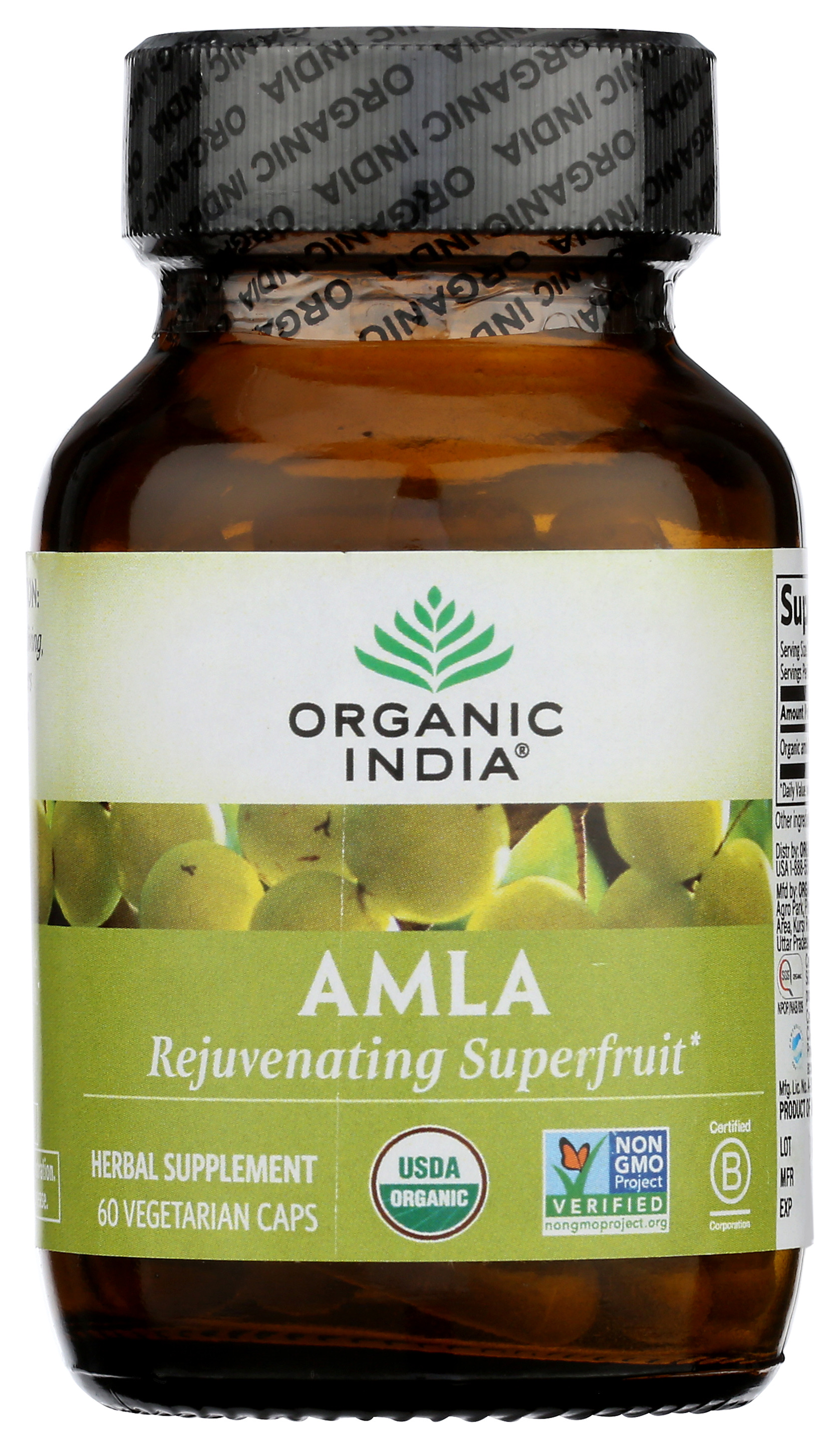 Organic India Amla Herbal Supplement 60 Vegetarian Capsules