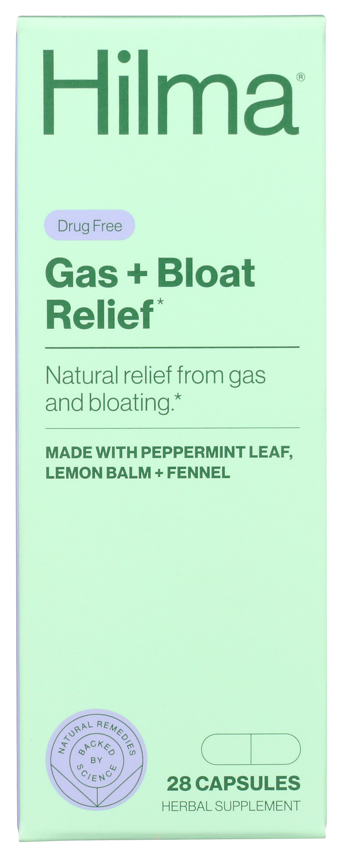Hilma Gas And Bloat Relief Herbal Supplement 28 Capsules Ct