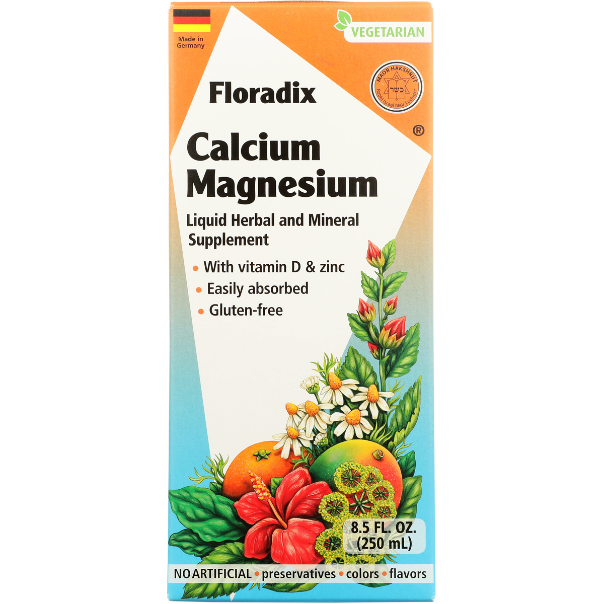 Floradix Calcium Magnesium Liquid Herbal Mineral Supplement 8.5 Fl Oz