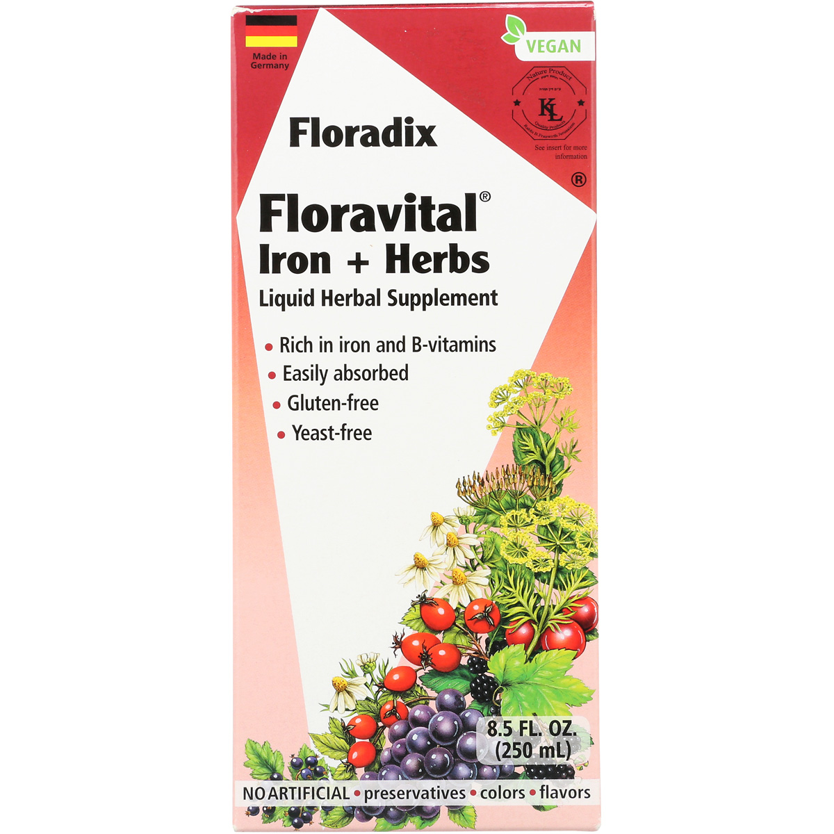 Floradix Floravital Iron + Herbs Liquid Herbal Supplement 8.5 Fl Oz