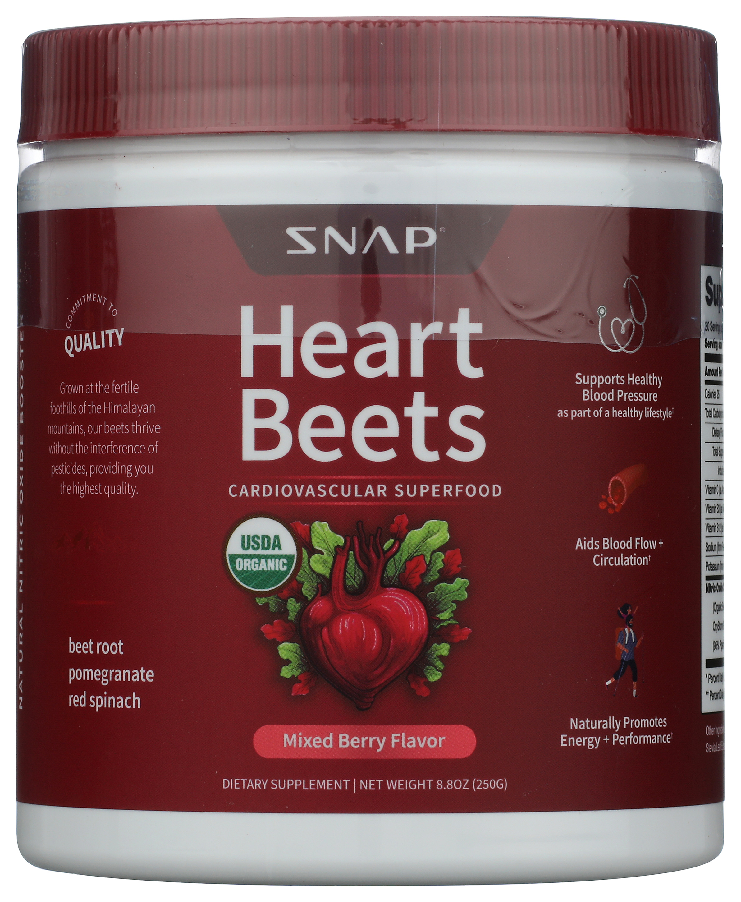 Snap Heart Beets Powder Mixed Berry Flavor Dietary Supplement