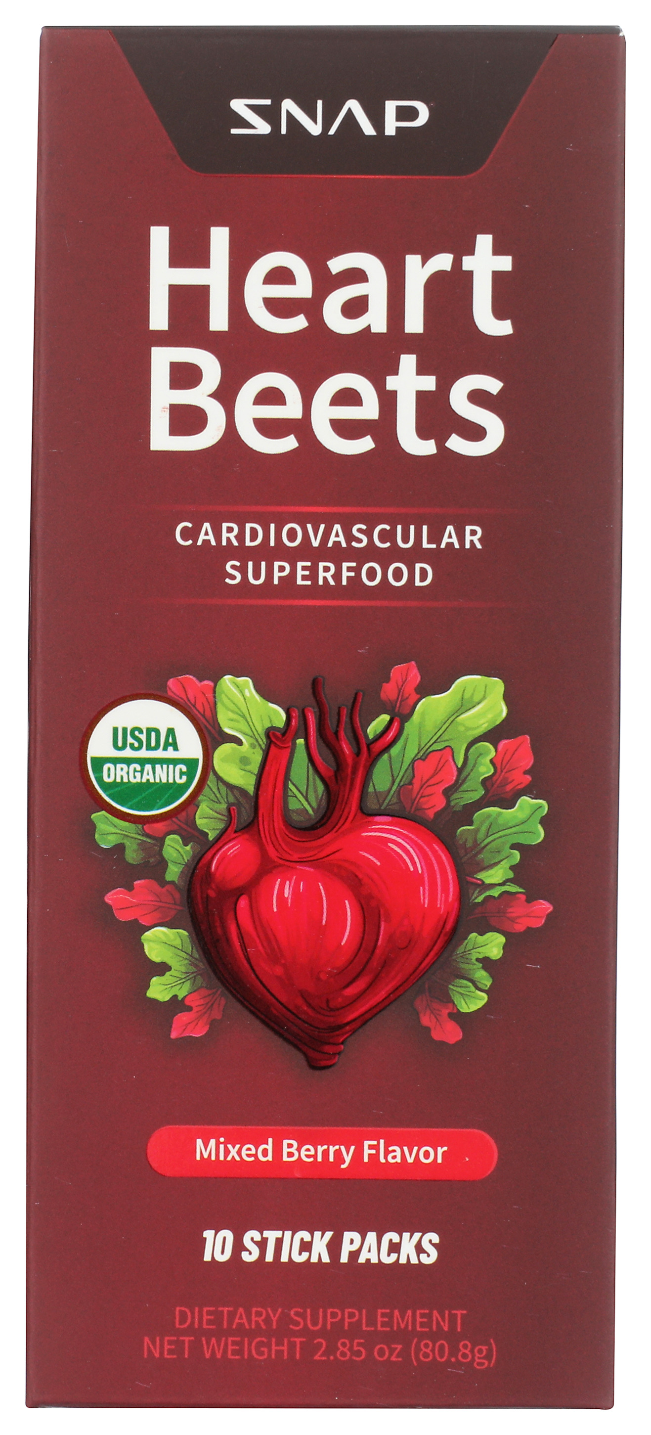 Snap Heart Beets Mixed Berry Flavor Dietary Supplement 10 Sticks