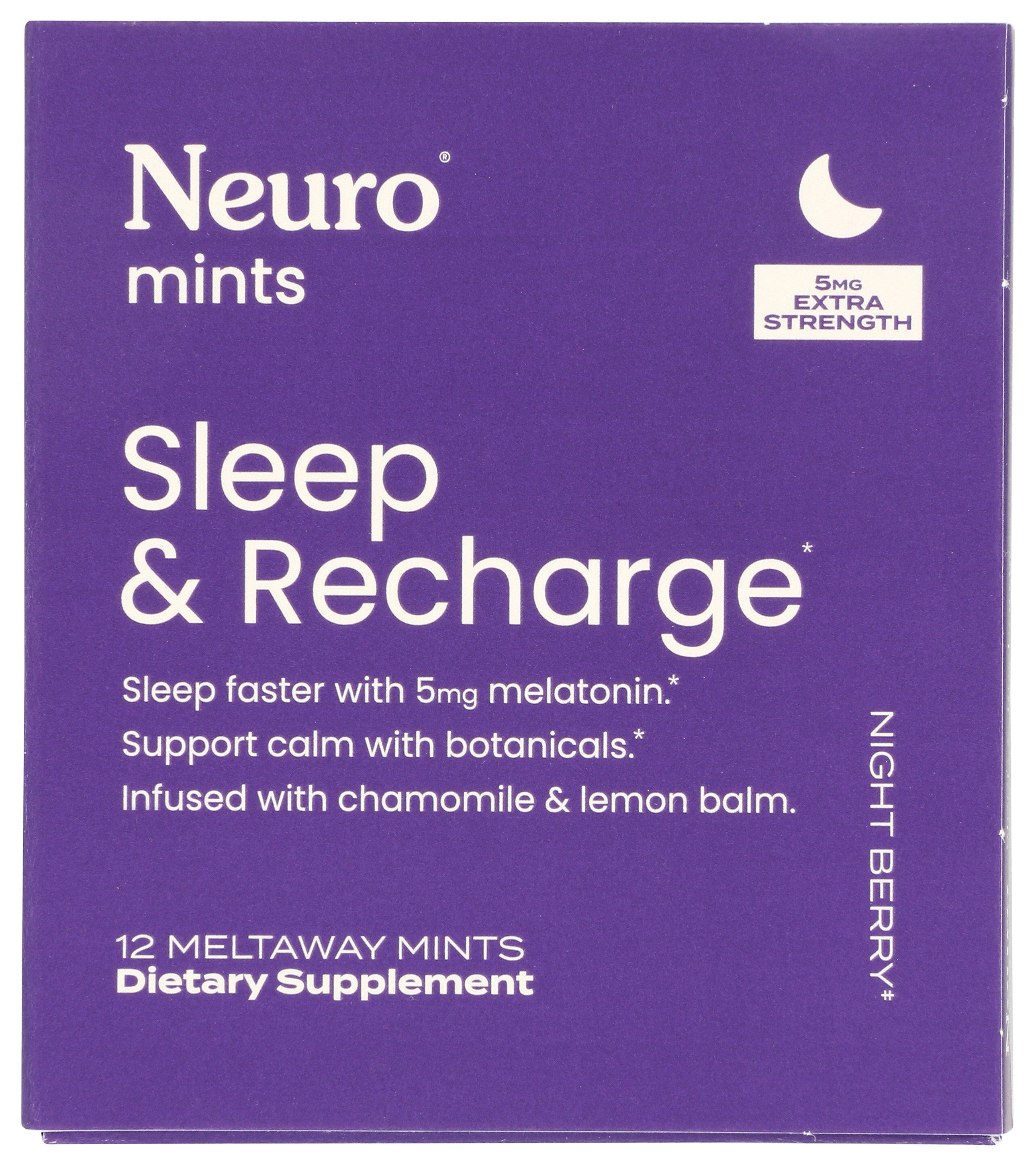 Neuro Mints Sleep Recharge Dietary Supplement 5Mg Melatonin Night Berry