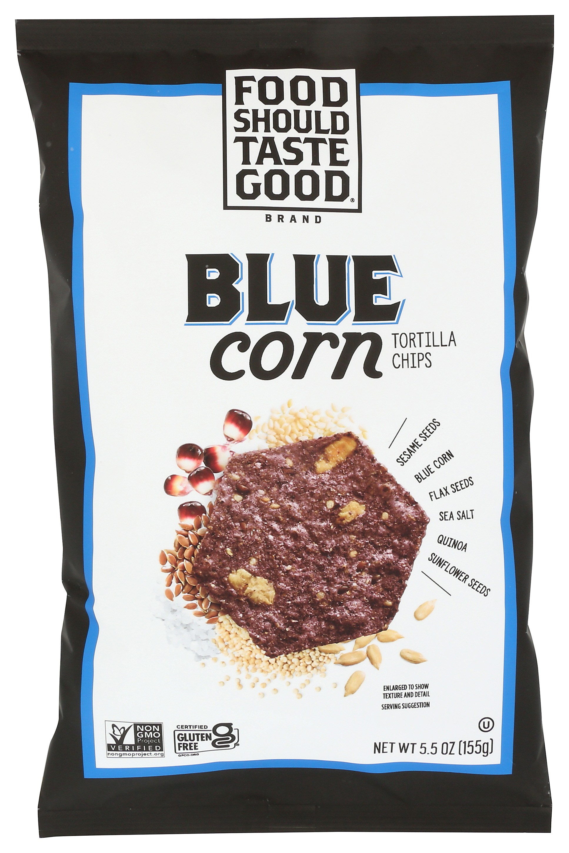Blue Corn Tortilla Chips By Food Should Taste Good 5.5 Oz Bag