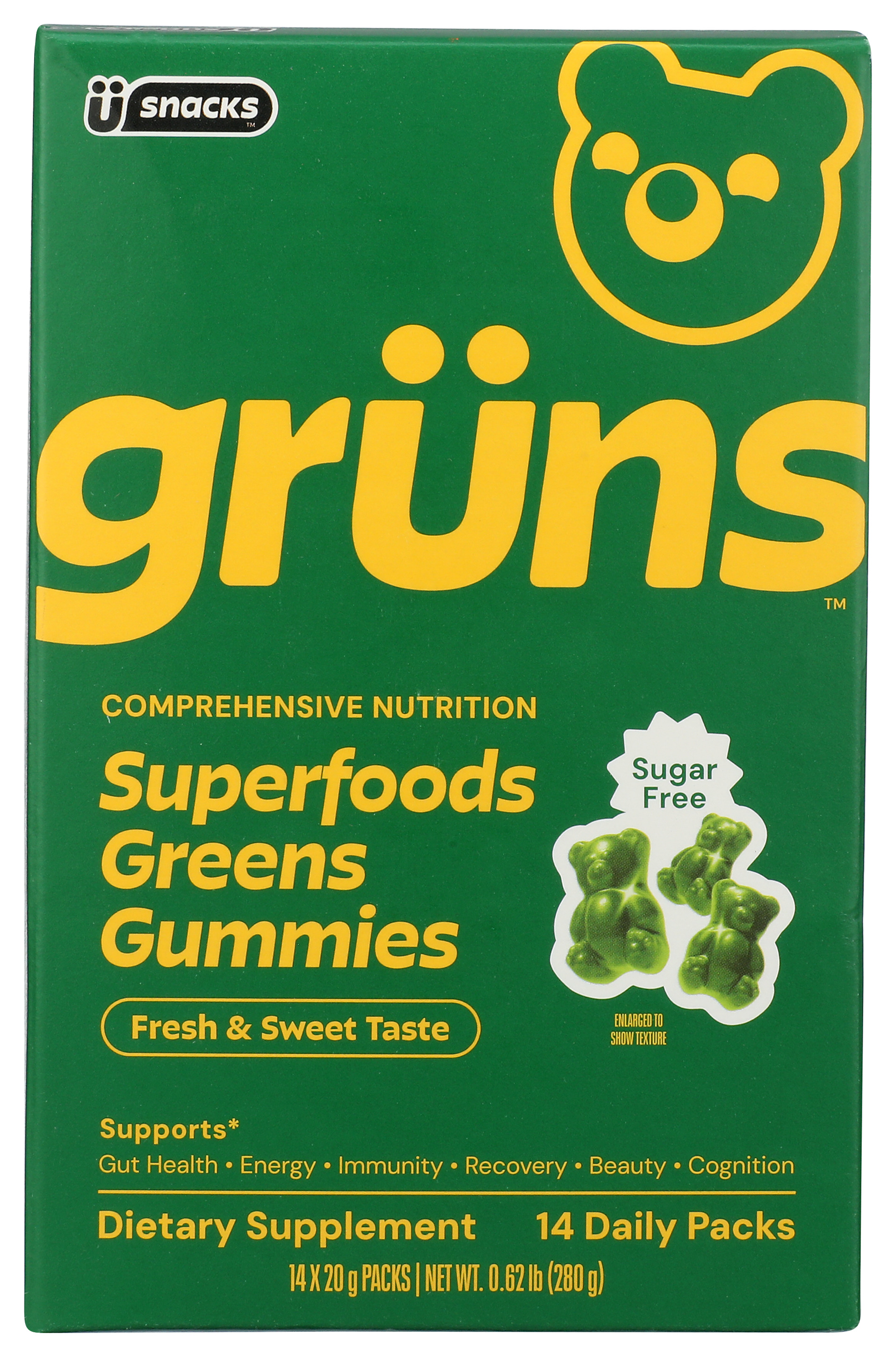 Gruns Sugar Free Greens Superfoods Gummies 14 Dietary Supplement 1 G 1Bag