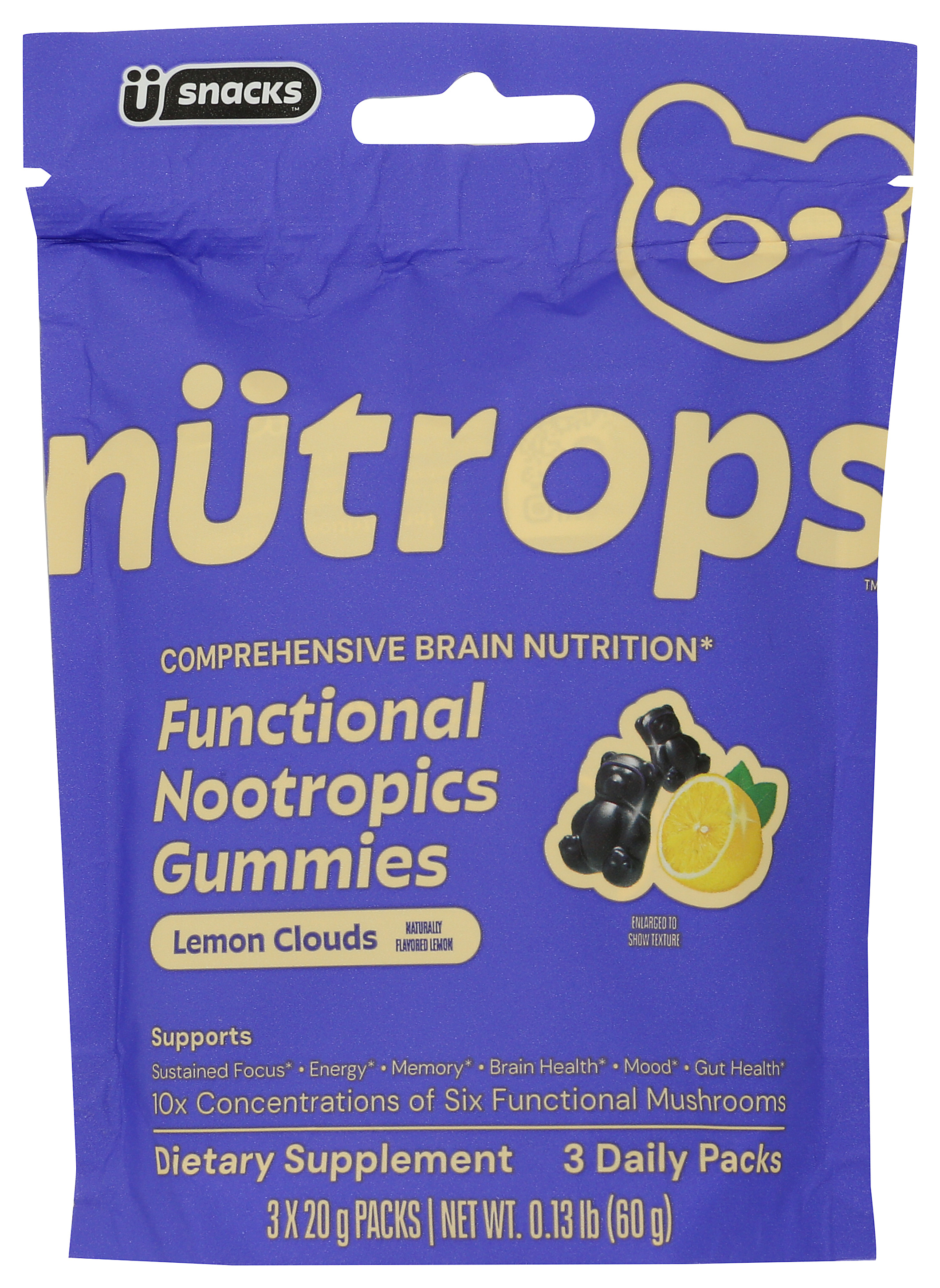 U Snacks Nutrops Brain Health Support Gummies 3 Dietary Supplement 1Bag