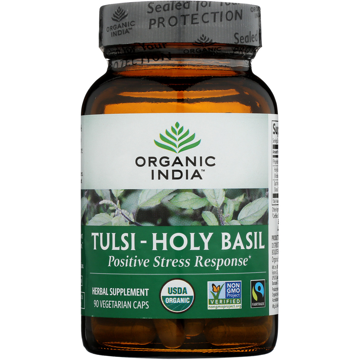 Organic India Tulsi Holy Basil Herbal Supplement 90 Vegetarian Capsules