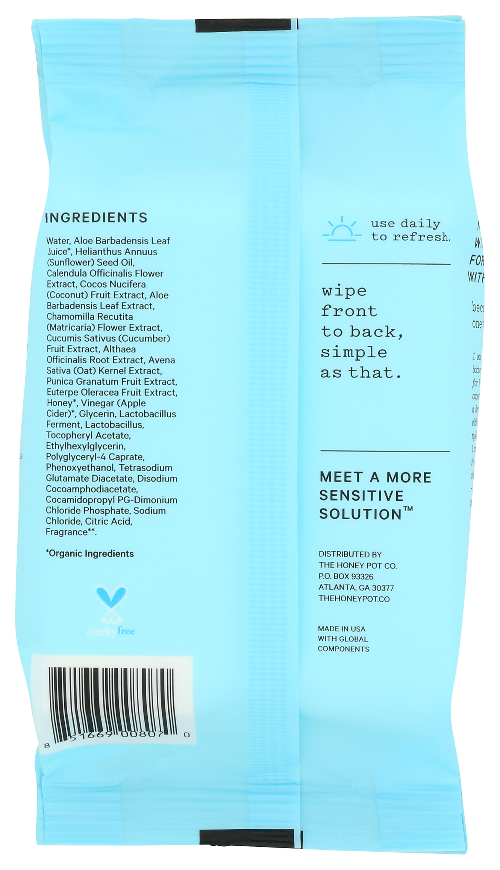 The Honey Pot Company Feminine Wipes Sensitive 30 Count