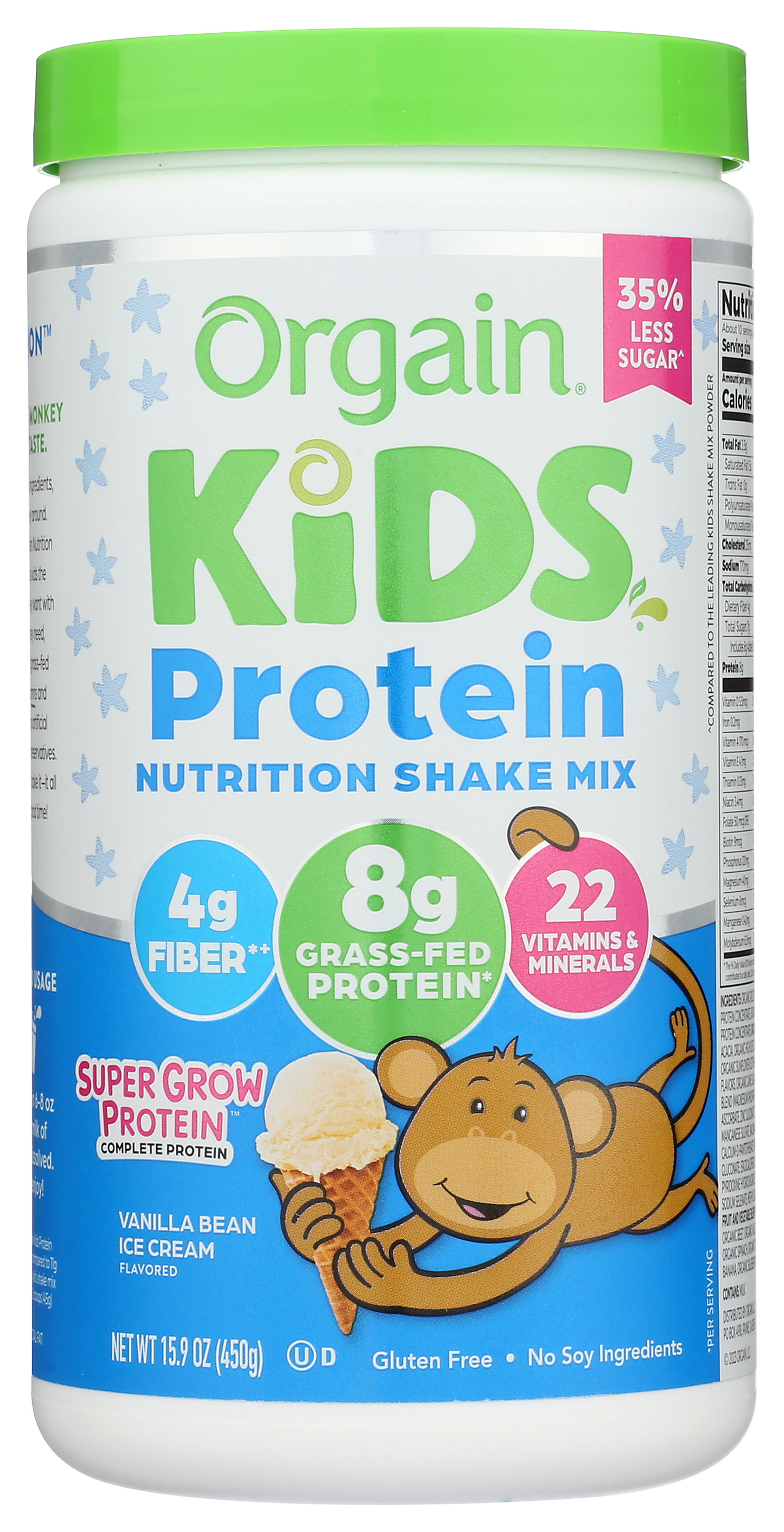 Orgain Kids Protein Nutrition Shake Mix Vanilla Bean Ice Cream 15.9 Oz