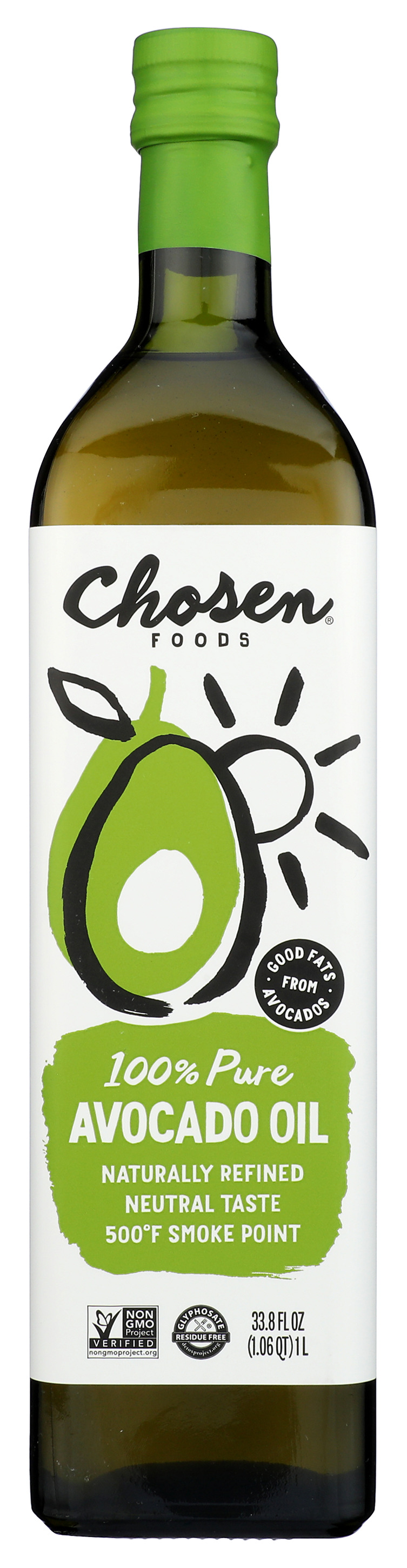 Pure Avocado Oil By Chosen Foods 1 Liter 33.8 Fl Oz Natural