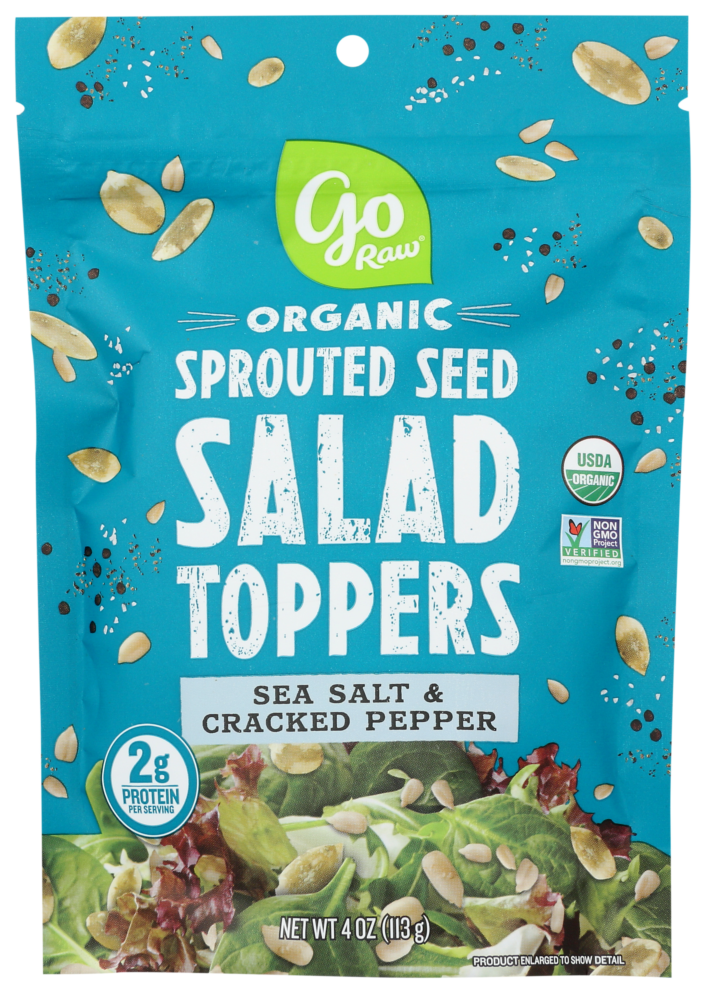 Go Raw Salad Toppers Sprouted Seeds Sea Salt Cracked Pepper Organic 4 Oz