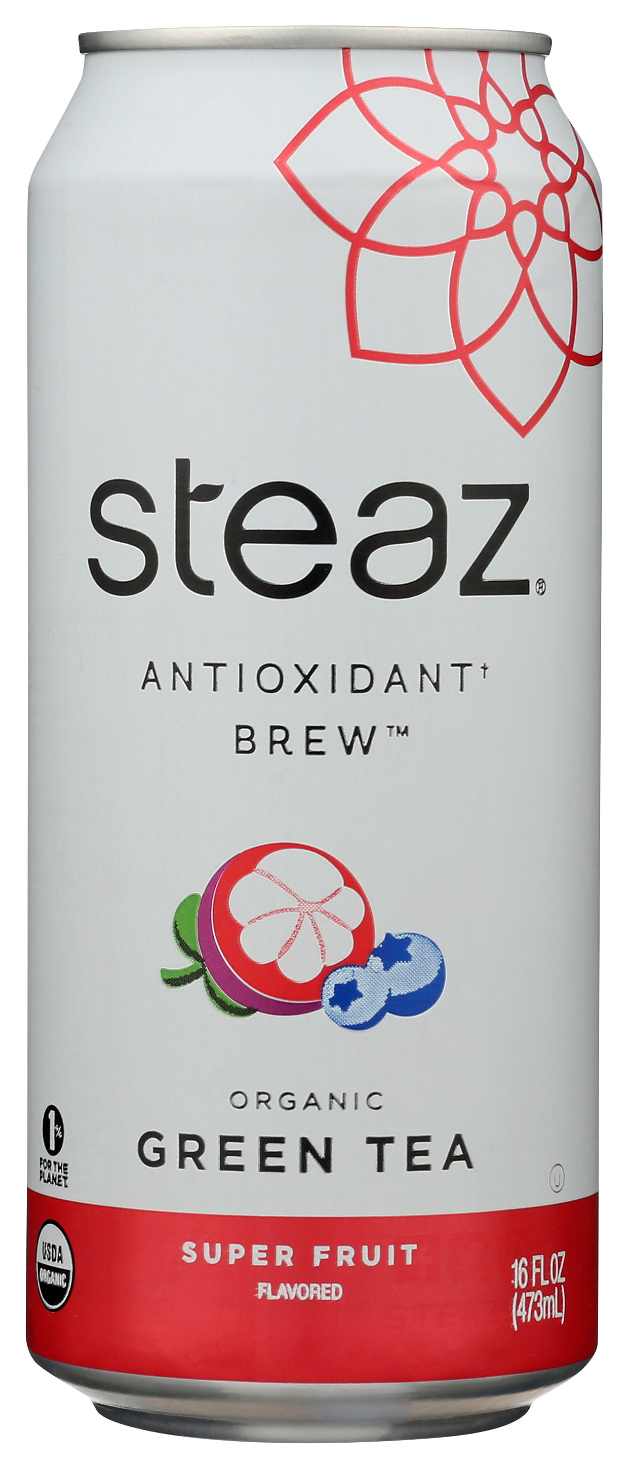 Steaz Super Fruit Organic Green Tea 16 Oz Can Iced Fl